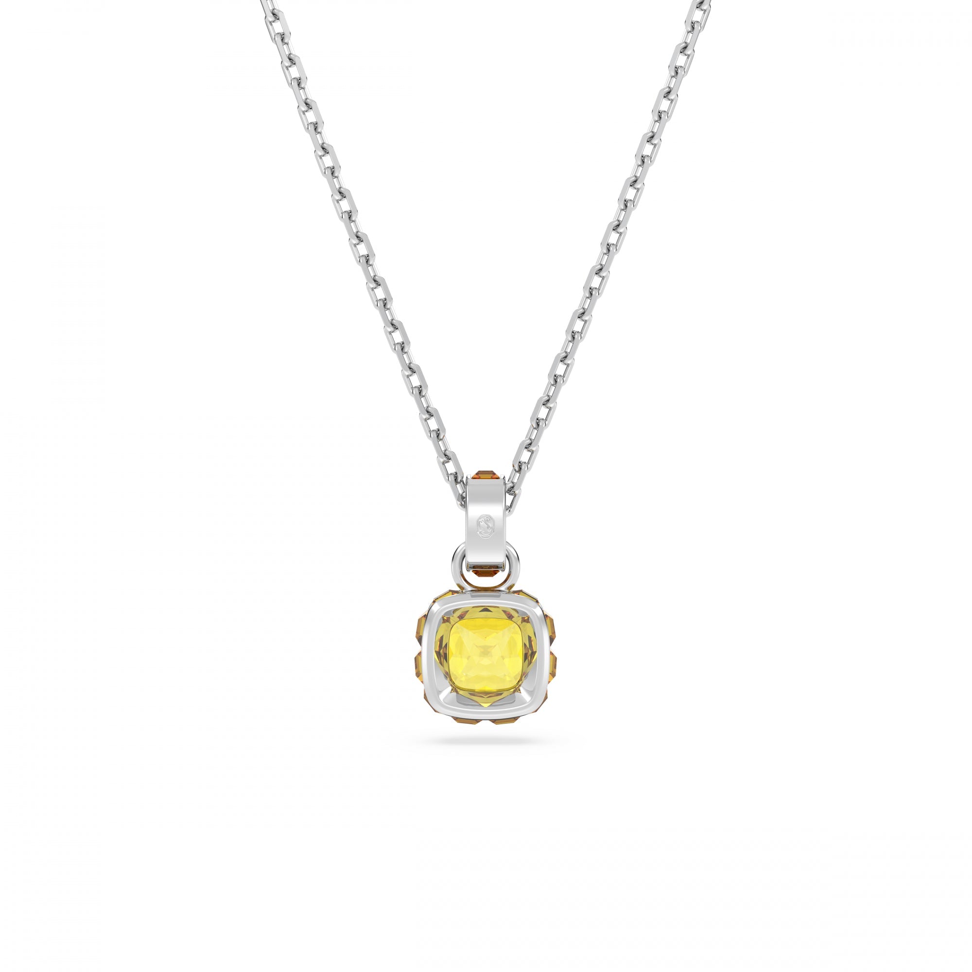 Birthstone Kolye, Kare Kesim, Kasım, Sarı, Rodyum Kaplama