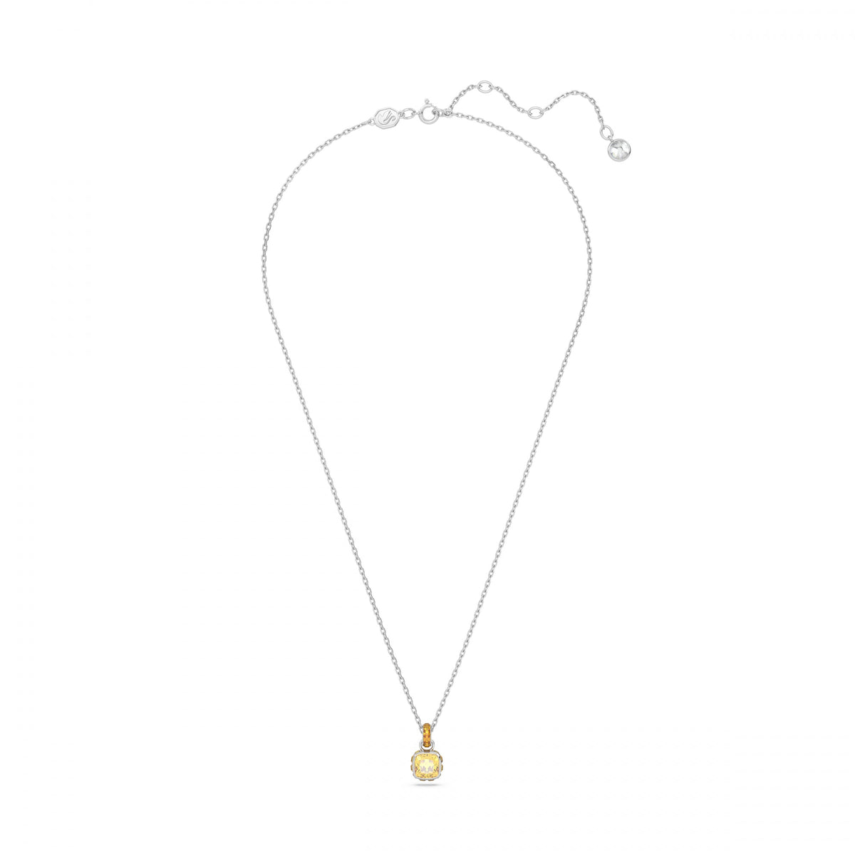 Birthstone Kolye, Kare Kesim, Kasım, Sarı, Rodyum Kaplama