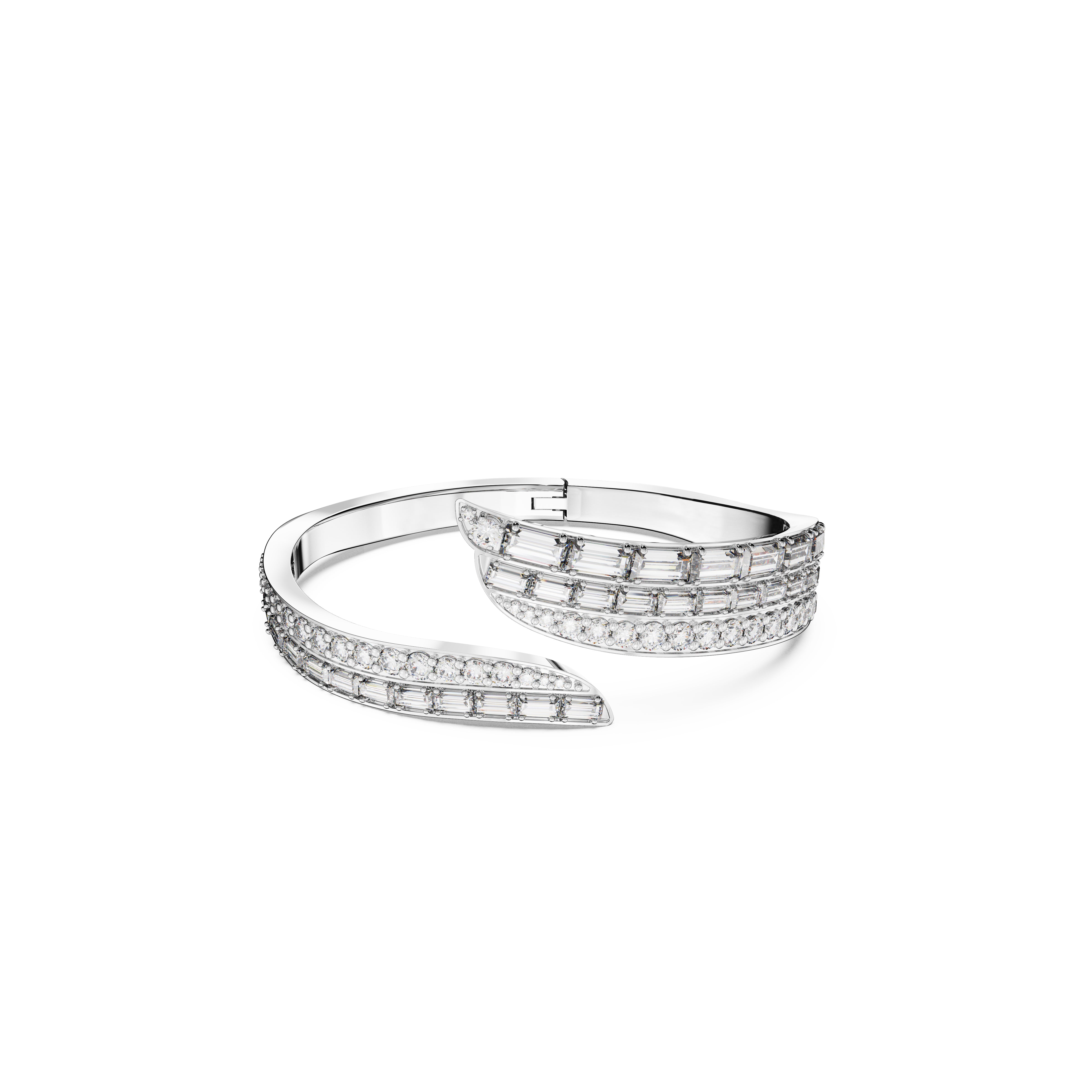 Hyperbola Bangle Bileklikixed Cut, Beyaz, Rodyum Kaplama