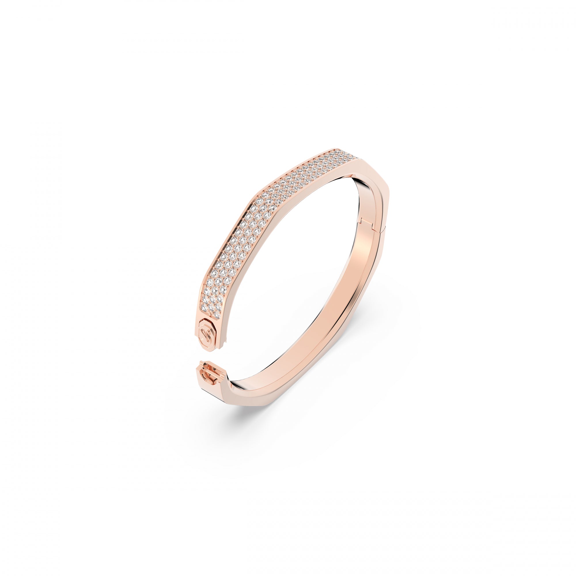 Dextera Bangle Bileklik, Octagon Cut, Beyaz, Pembe Altın Rengi Kaplama, L