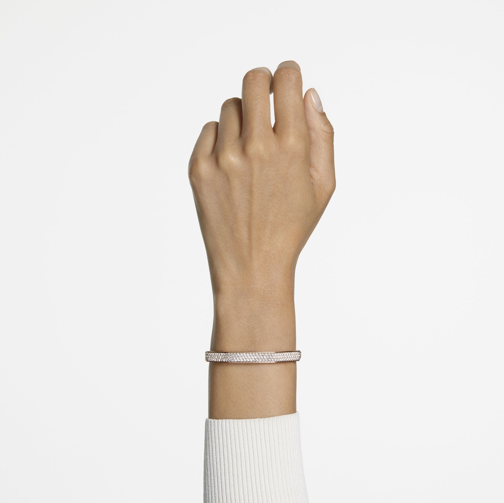 Dextera Bangle Bileklik, Octagon Cut, Beyaz, Pembe Altın Rengi Kaplama, L