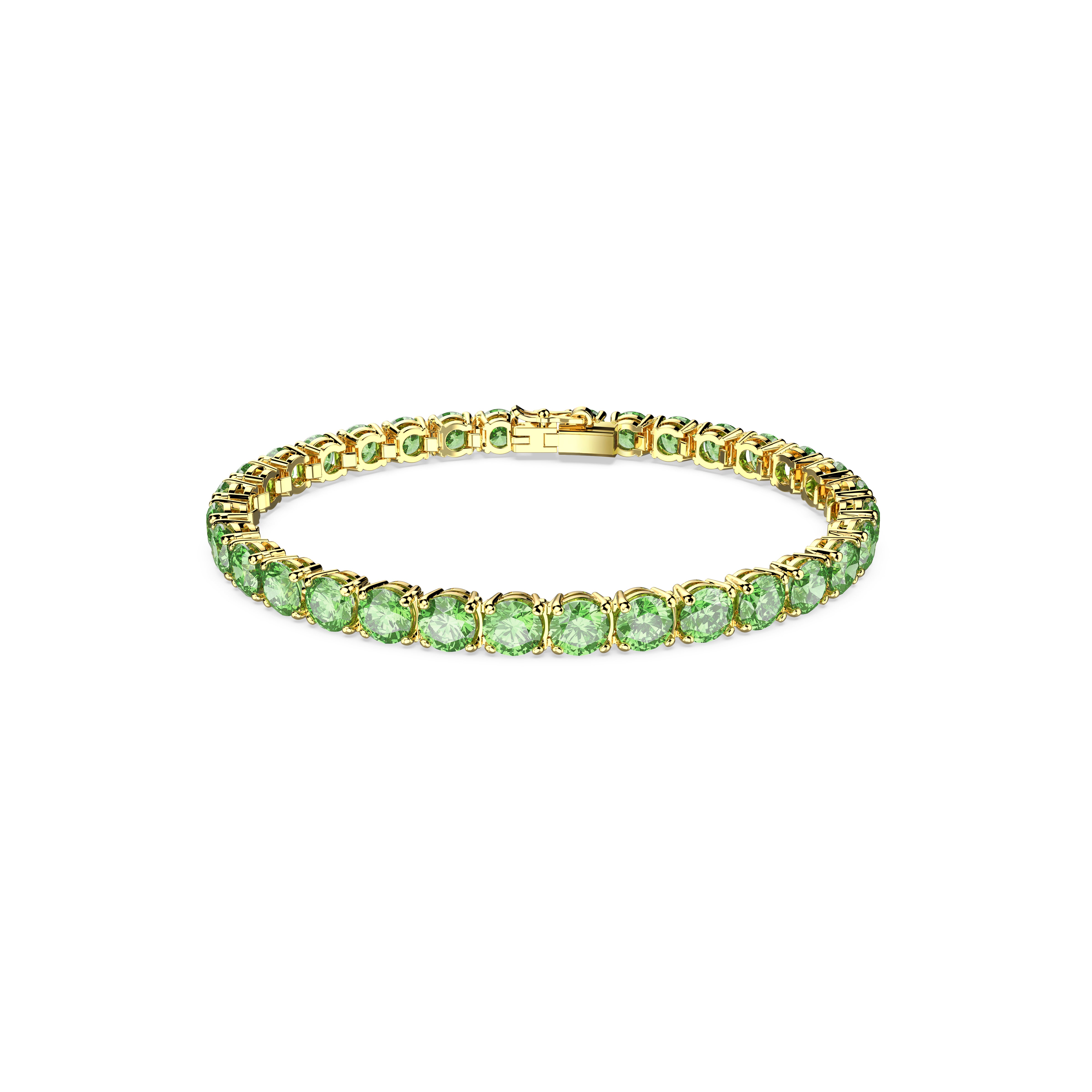 Matrix Tennis Bileklik, Round Cut, Yeşilari Altin Rengi Kaplama