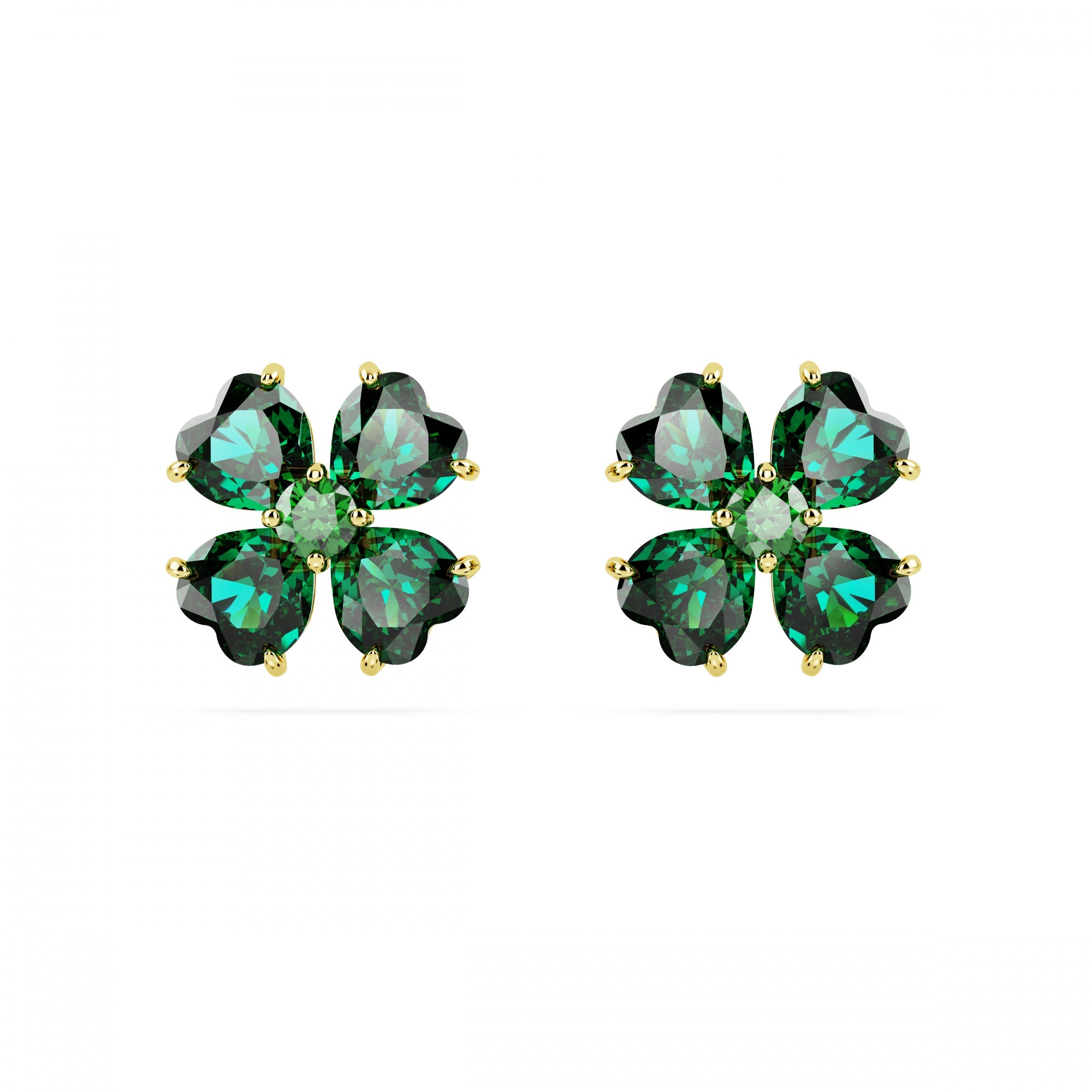 Idyllia Stud Küpe, Clover, Yeşil, Sarı Altın Rengi Kaplama
