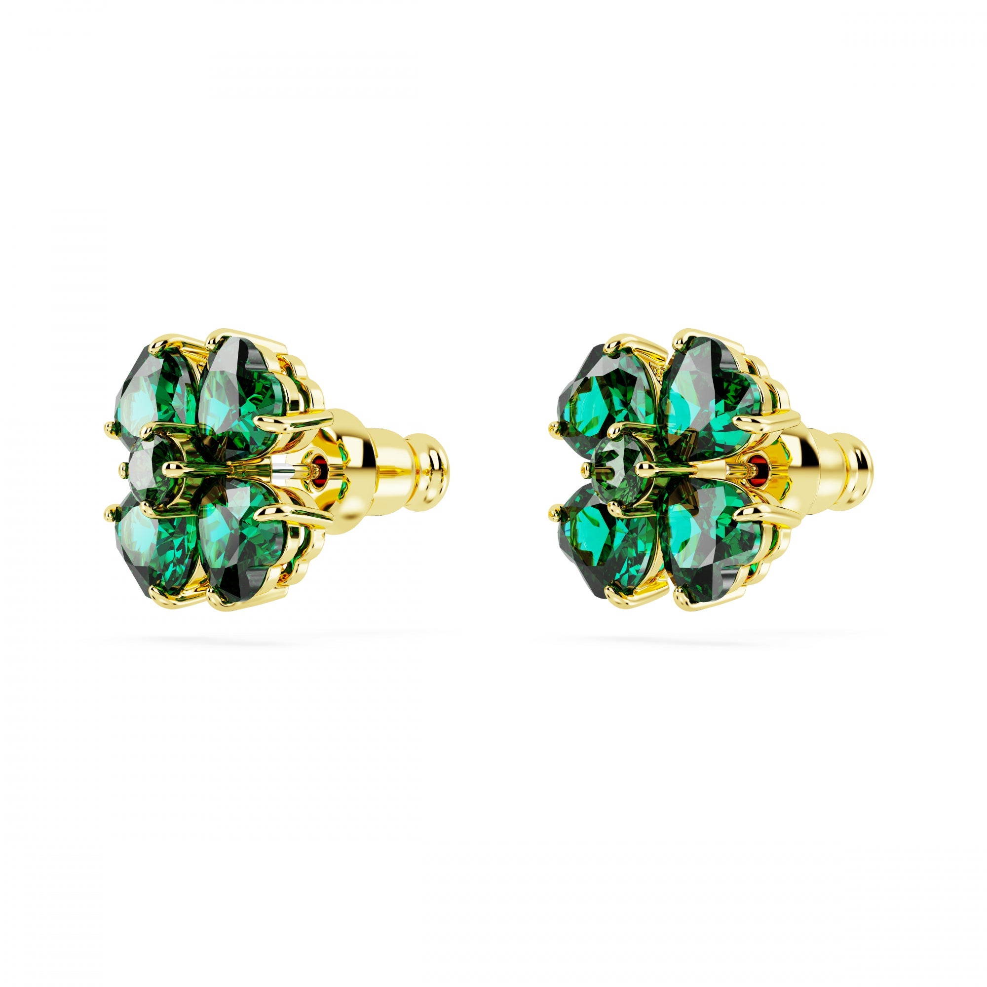 Idyllia Stud Küpe, Clover, Yeşil, Sarı Altın Rengi Kaplama