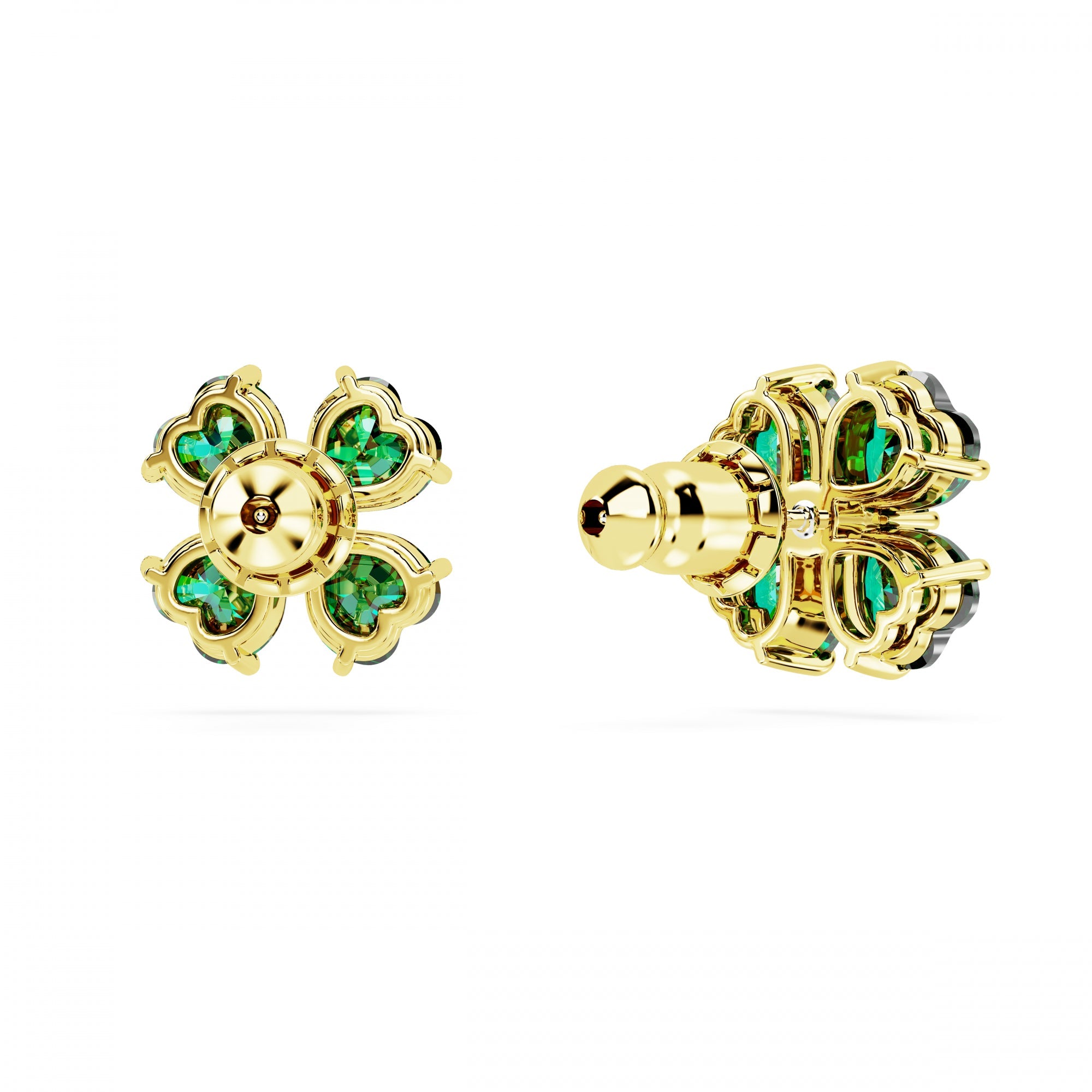 Idyllia Stud Küpe, Clover, Yeşil, Sarı Altın Rengi Kaplama
