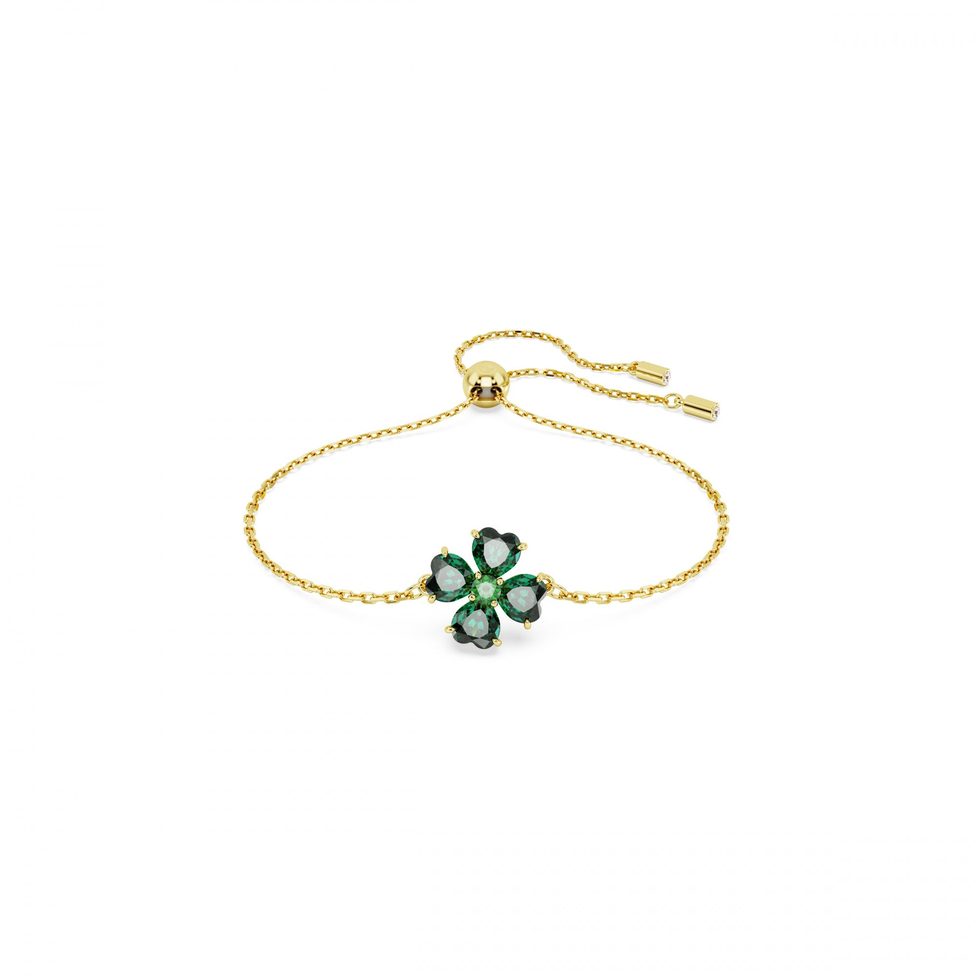 Idyllia Bileklik, Mixed Cut, Clover, Yeşil, Sarı Altın Rengi Kaplama