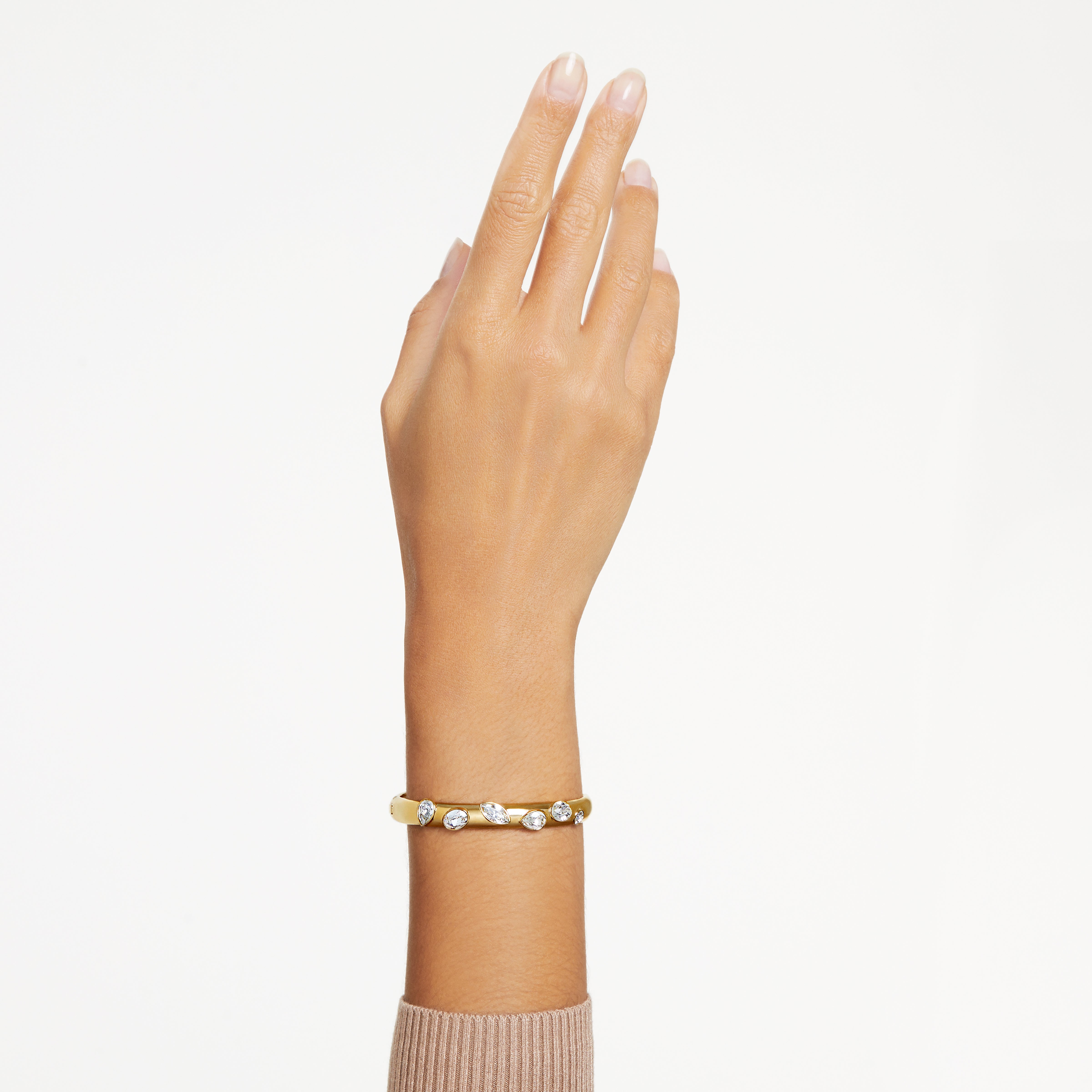 Dextera Bangle Bileklik, Crystal, Beyaz, Sari Altin Rengi Kaplama