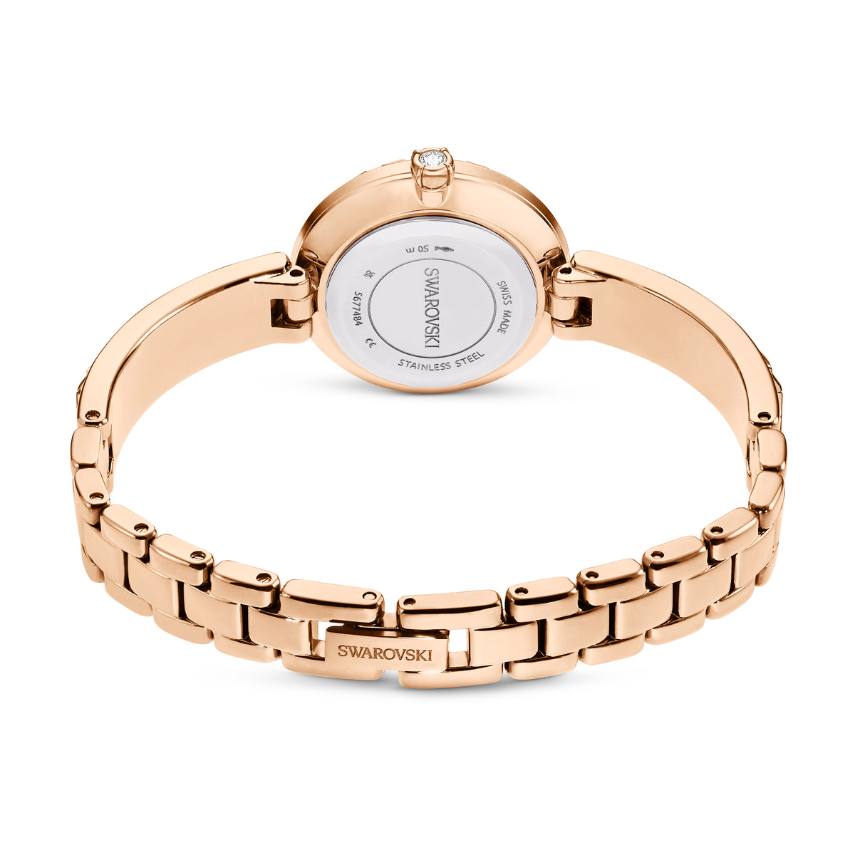 Matrix Bangle Saat, İsviçre Üretimi, Kristal Bileklik, Pembe Altın Ton, Pembe Altın Tonu Kaplama