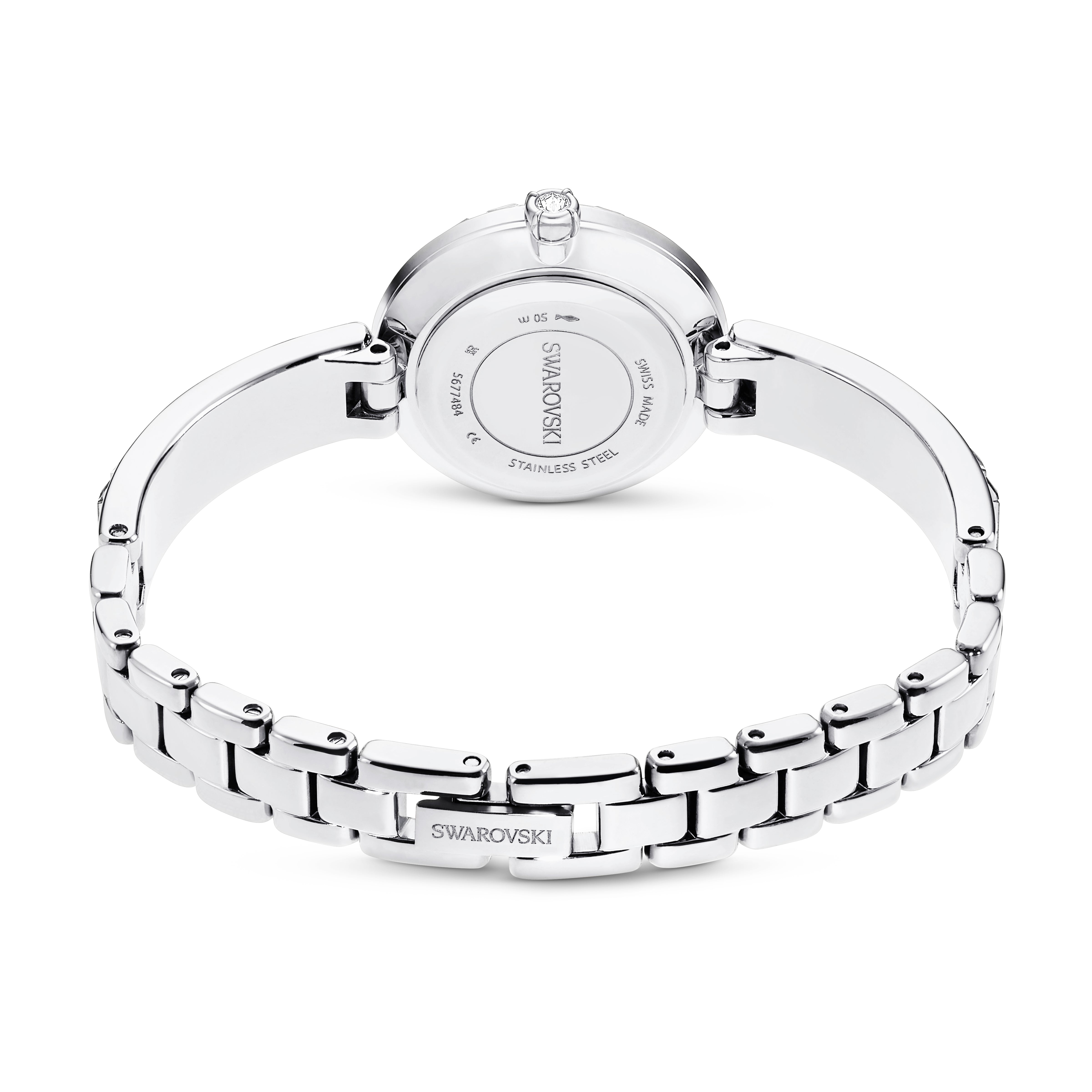 Matrix Bangle Saat, İsviçre Üretimi, Kristal Bileklik, Gümüş Ton, Paslanmaz Çelik