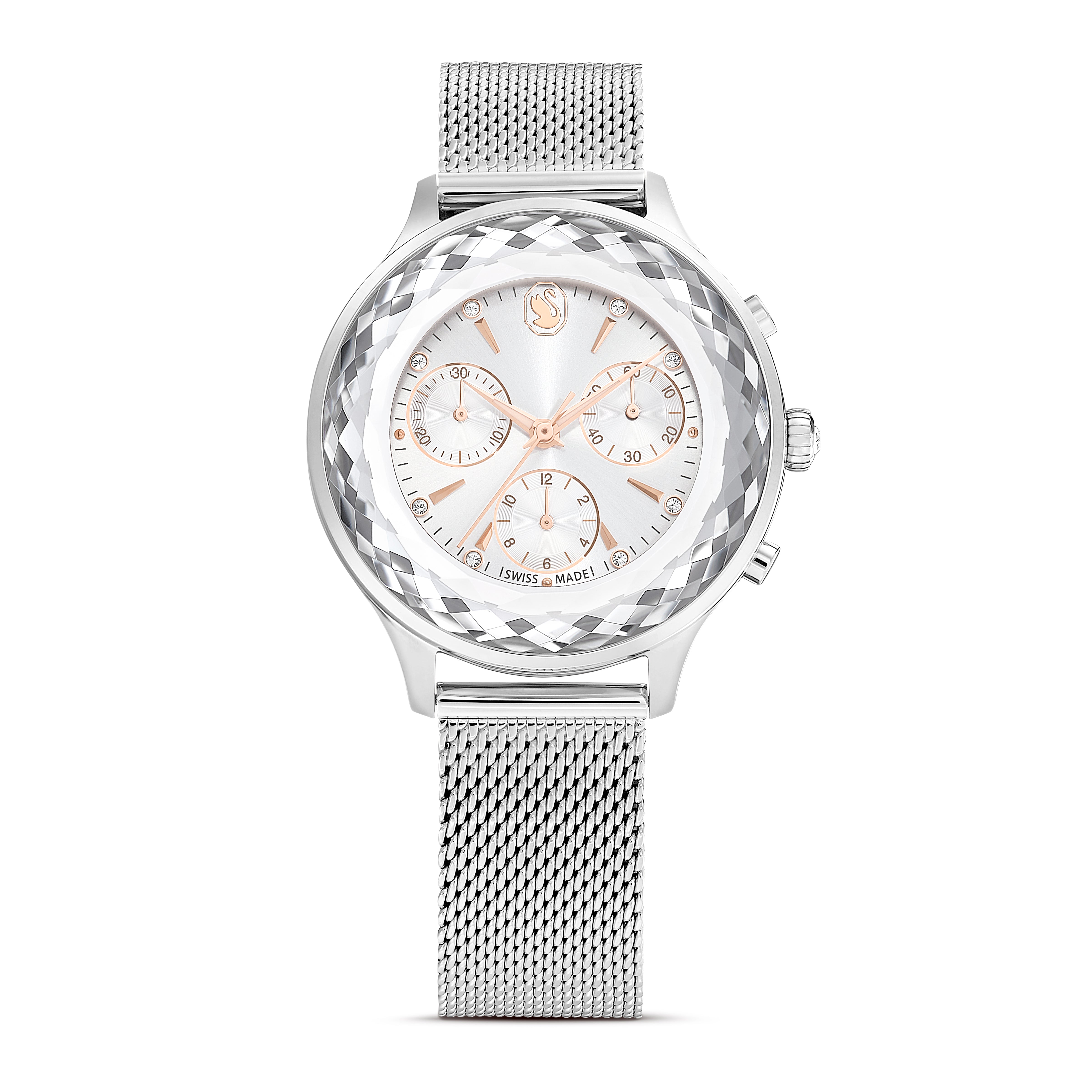 Nova Chrono Saat, İsviçre Üretimi, Metal Bileklik, Gümüş Ton, Paslanmaz Çelik