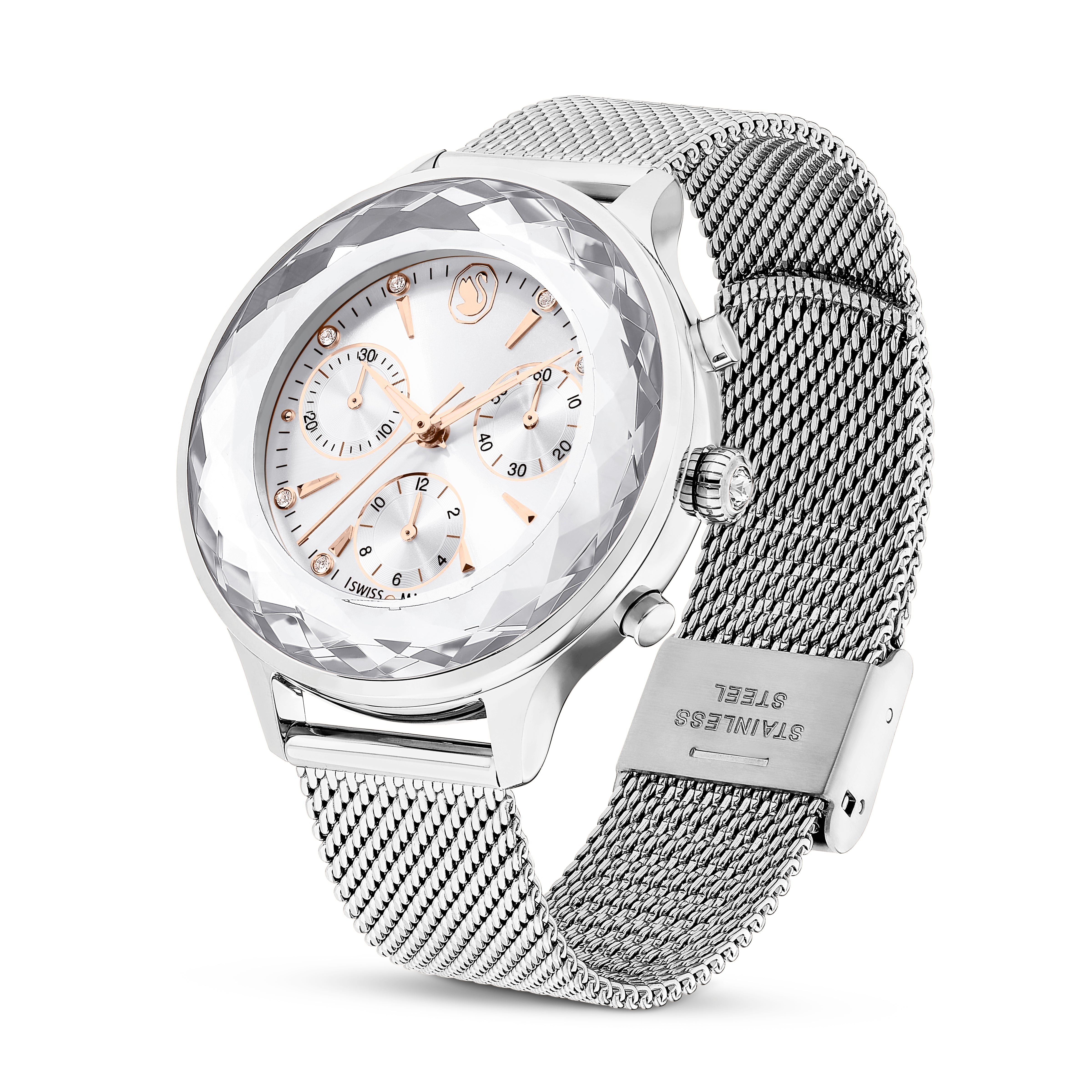 Nova Chrono Saat, İsviçre Üretimi, Metal Bileklik, Gümüş Ton, Paslanmaz Çelik
