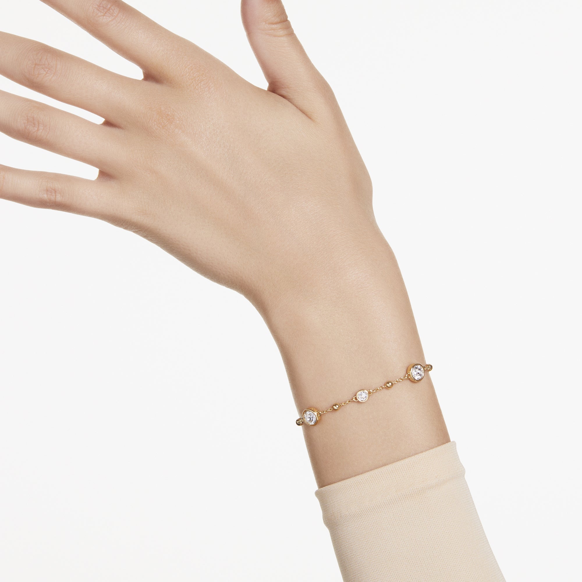 Imber Bileklik, Round Cut, Beyaz, Altın Rengi Kaplama, M