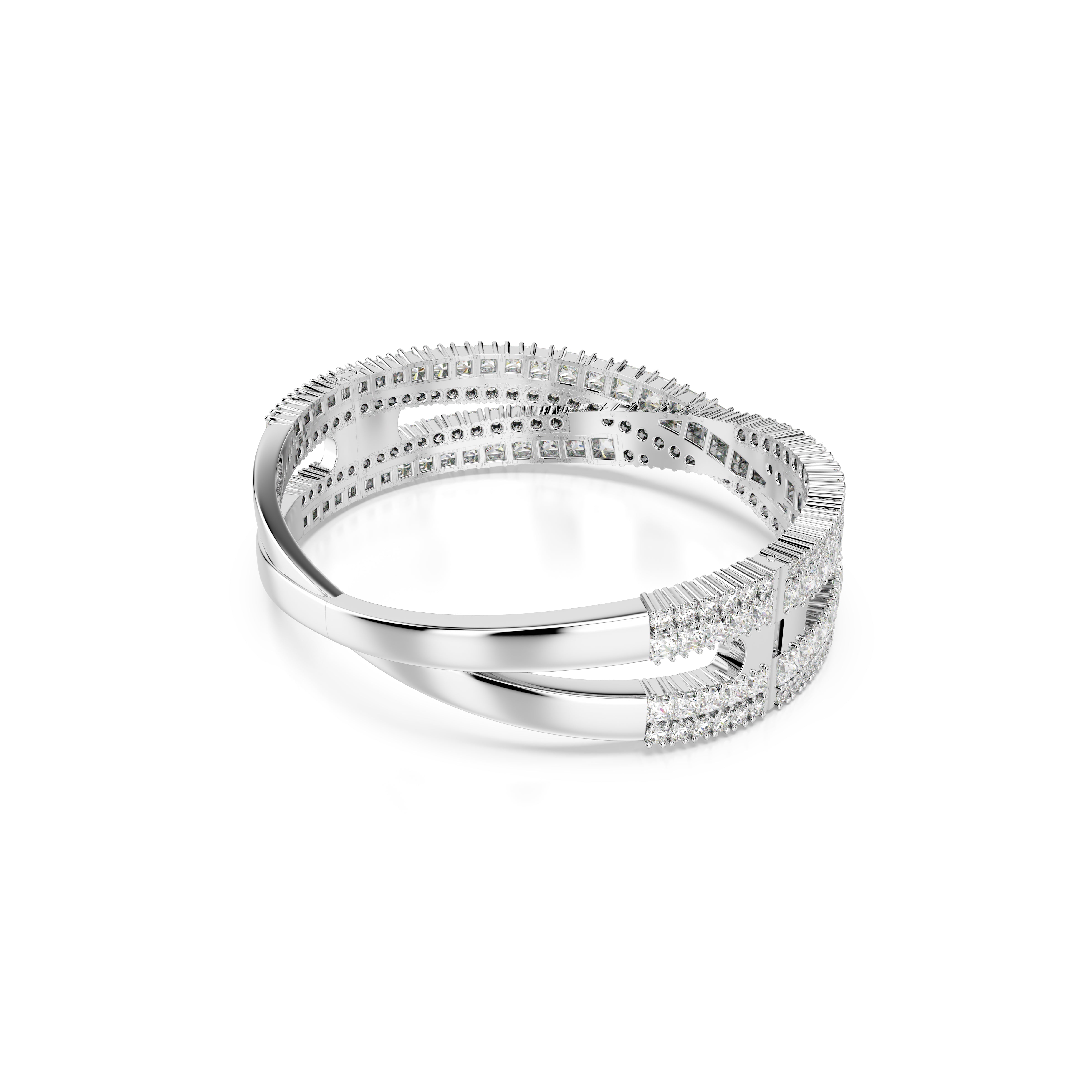 Hyperbola Kelepçe, Mixed Cut, Infinity, Beyaz, Rodyum Kaplama