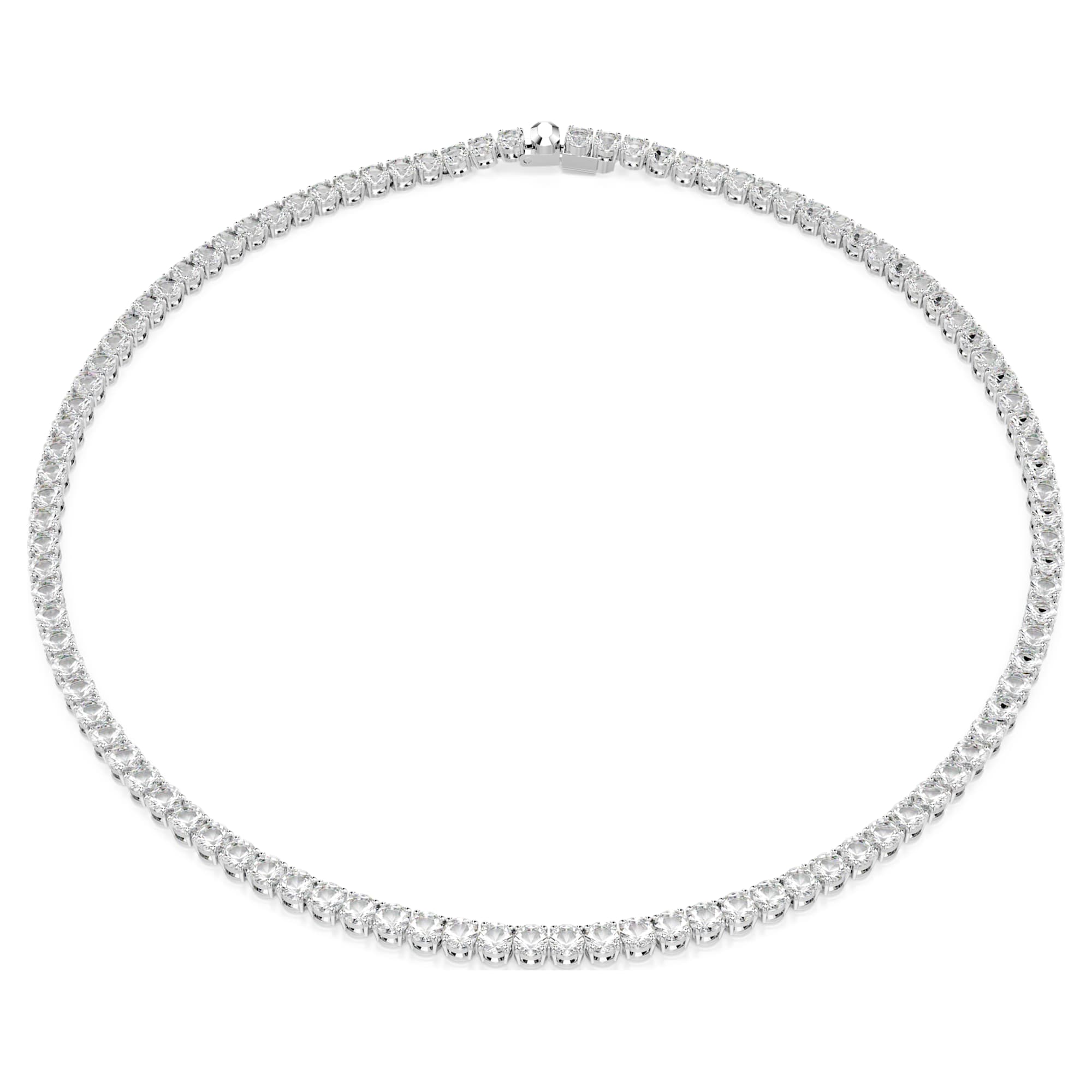 Matrix Tennis Kolye, Round Cut, Beyaz, Rodyum Kaplama, L