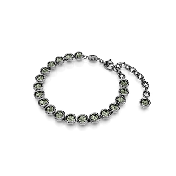 Imber Tennis Bileklik, Round Cut, Siyah, Rutenyum Kaplama