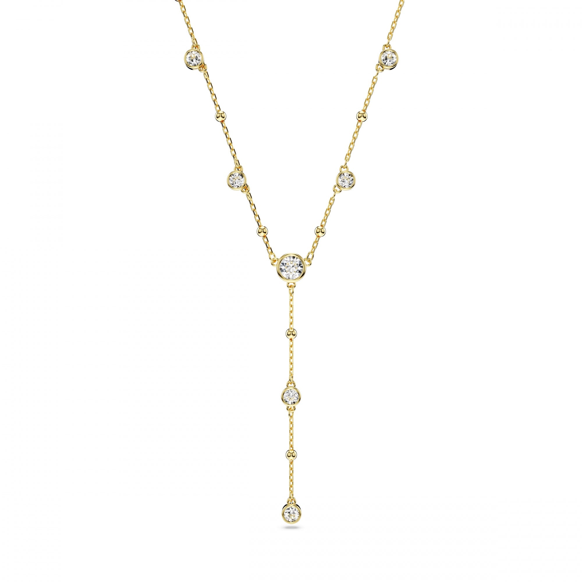 Imber Y-Kolye, Round Cut, Scattered Design, Beyaz, Altın Rengi Kaplama