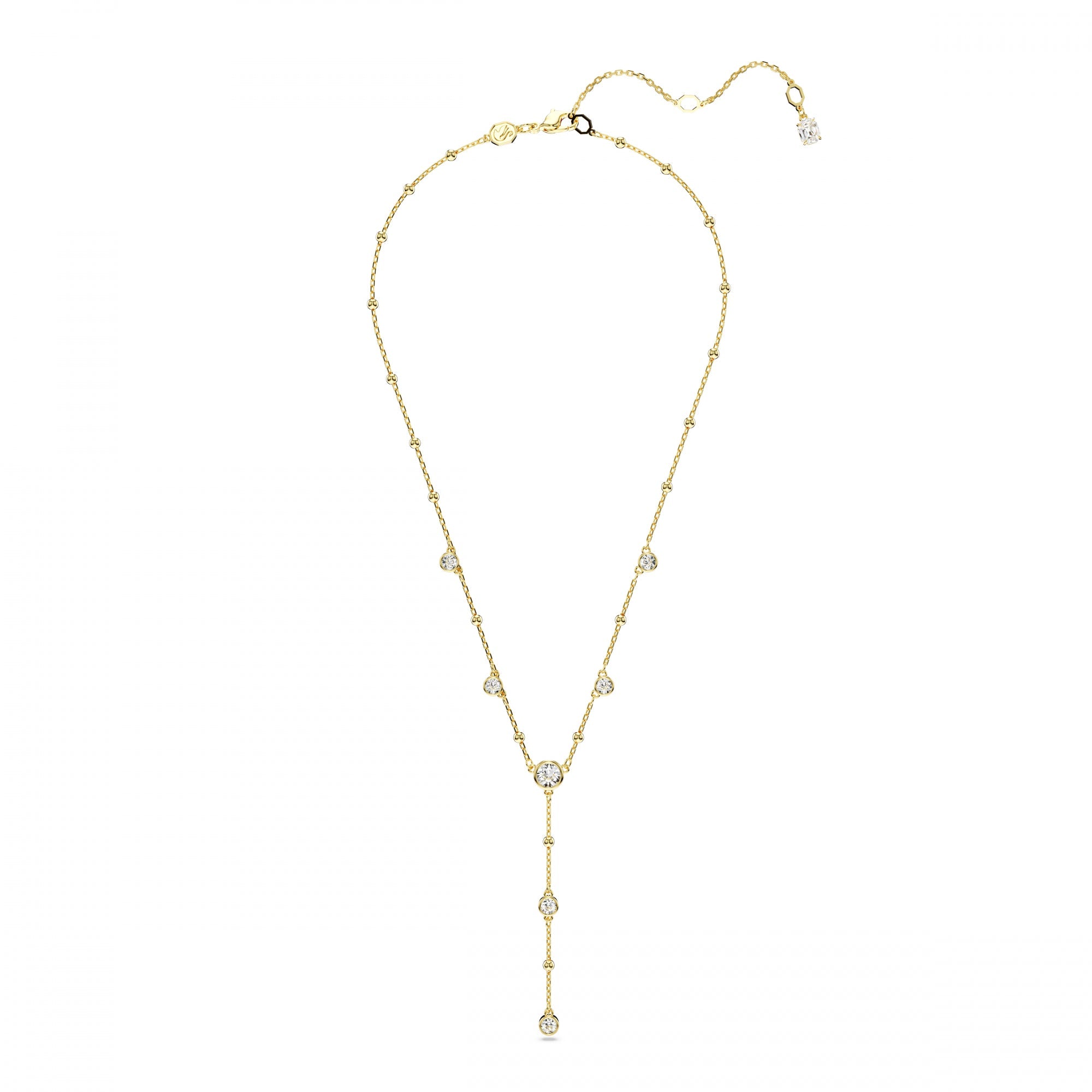 Imber Y-Kolye, Round Cut, Scattered Design, Beyaz, Altın Rengi Kaplama