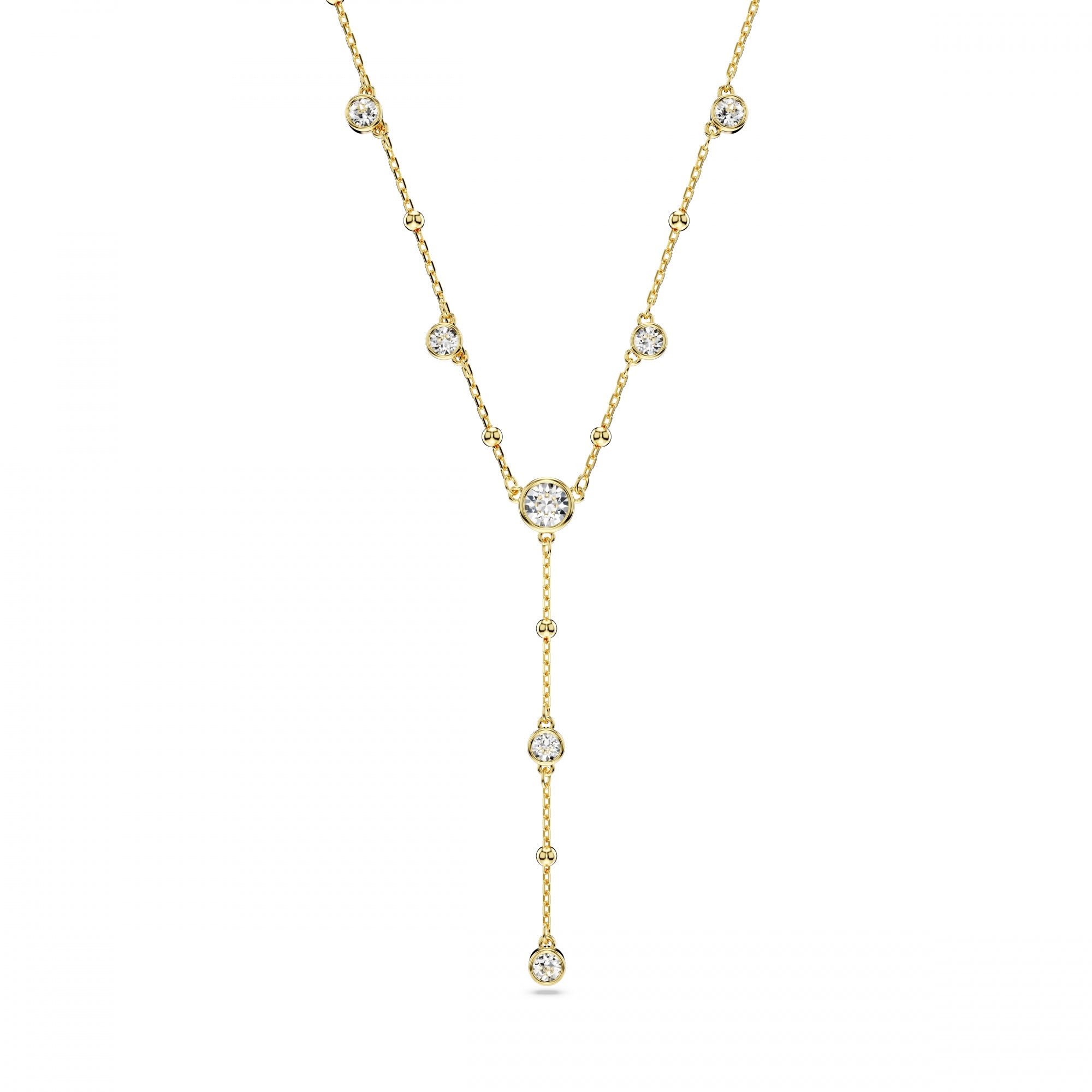 Imber Y-Kolye, Round Cut, Scattered Design, Beyaz, Altın Rengi Kaplama