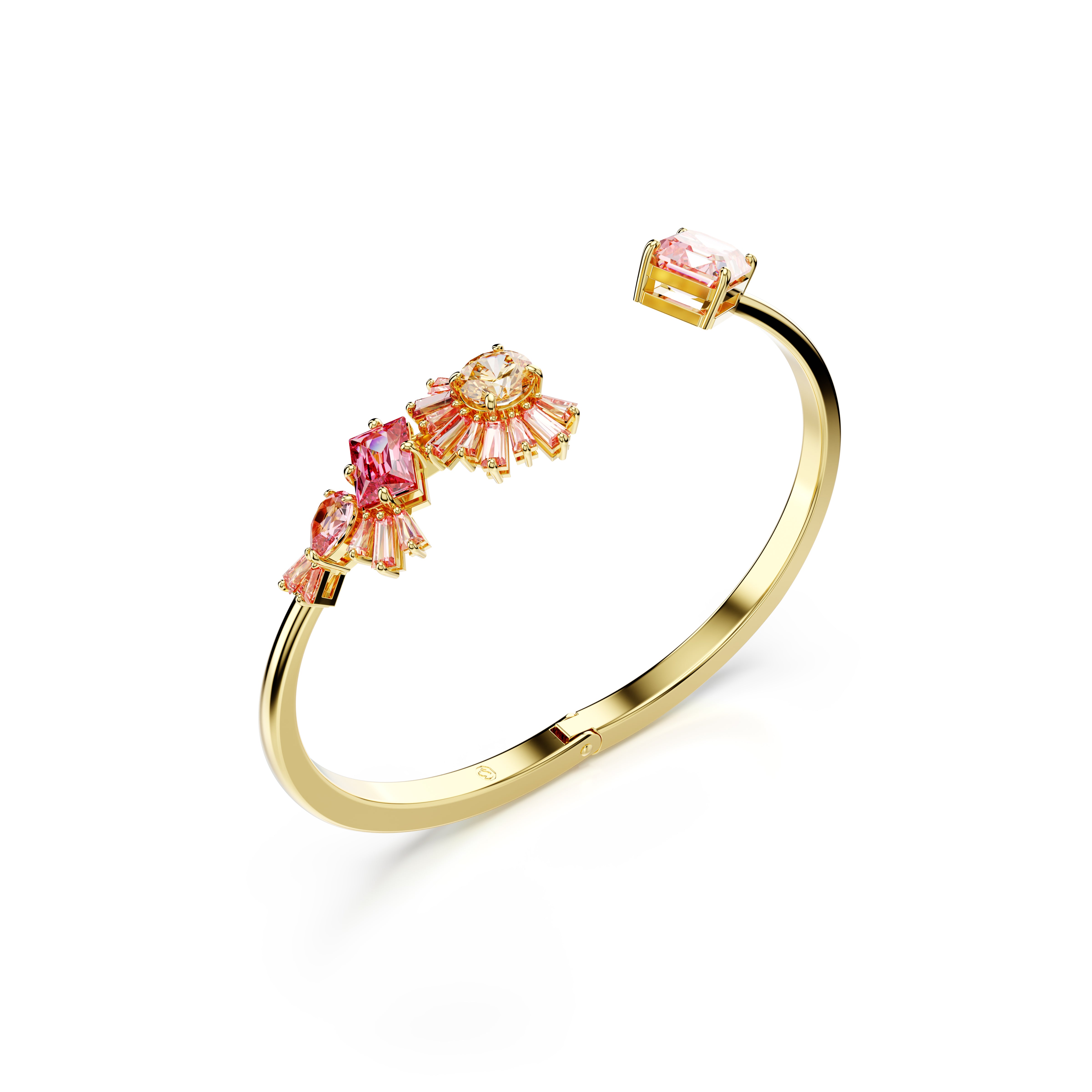 Gema Bileklik, Mixed Cut, Pembe, Altin Rengi Kaplama