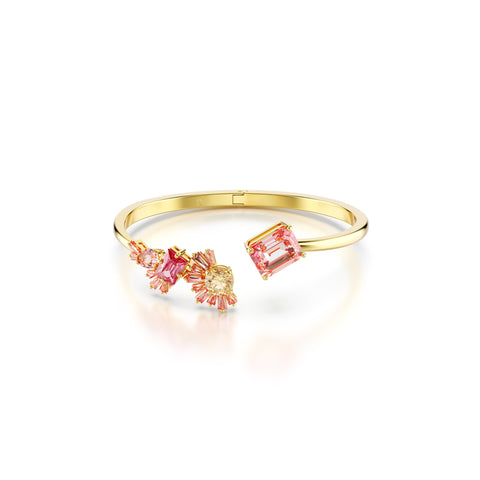 Gema Bileklik, Mixed Cut, Pembe, Altin Rengi Kaplama, L