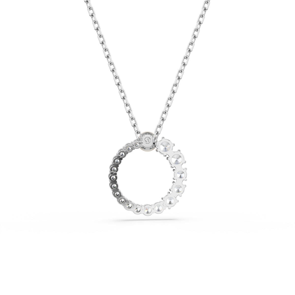 Matrix Kolye, Kristal İnci, Round Cut, Beyaz, Rodyum Kaplama