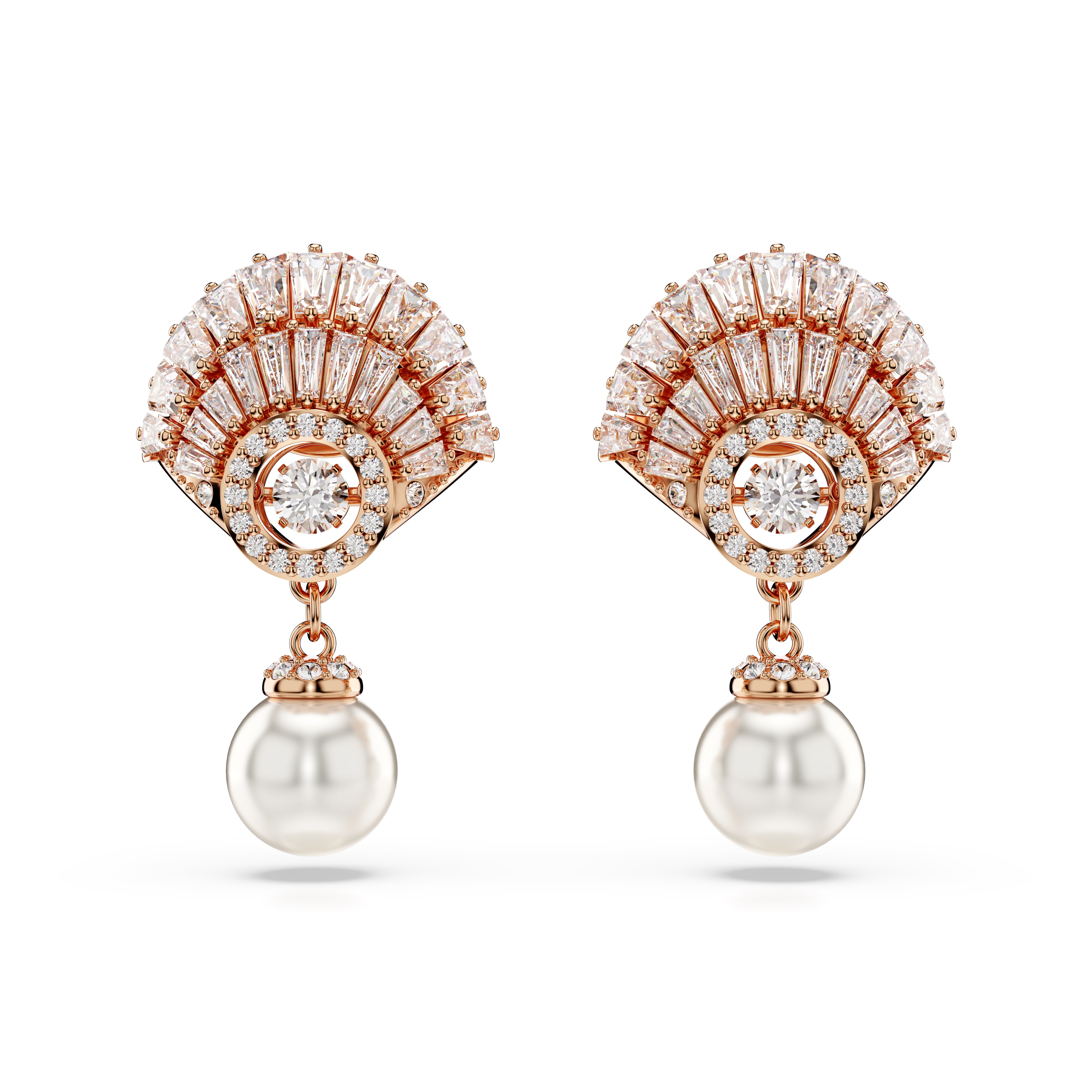 Idyllia Drop Küpe, Deniz Kabuğu, Beyaz, Pembe Altin Rengi Kaplama