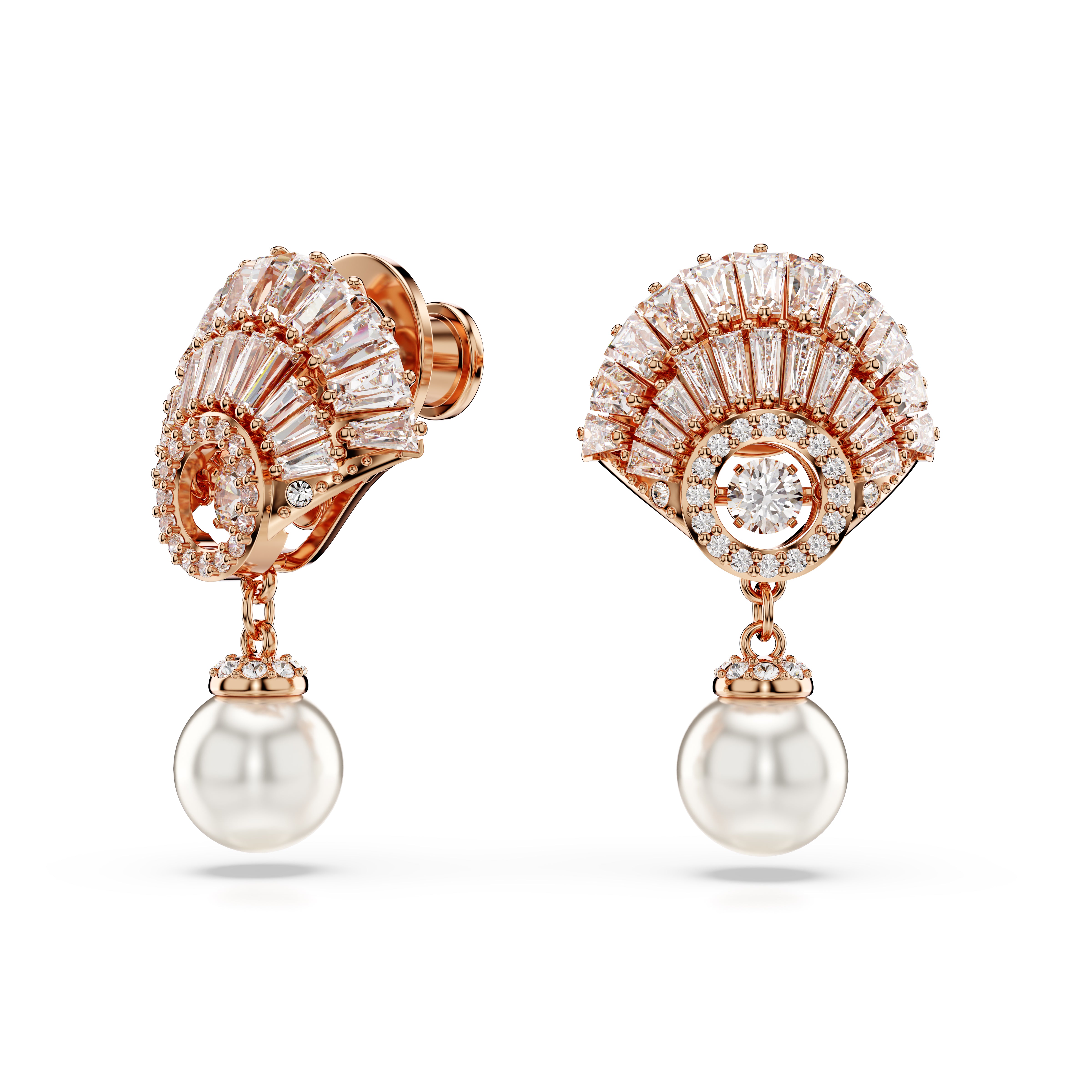 Idyllia Drop Küpe, Deniz Kabuğu, Beyaz, Pembe Altin Rengi Kaplama