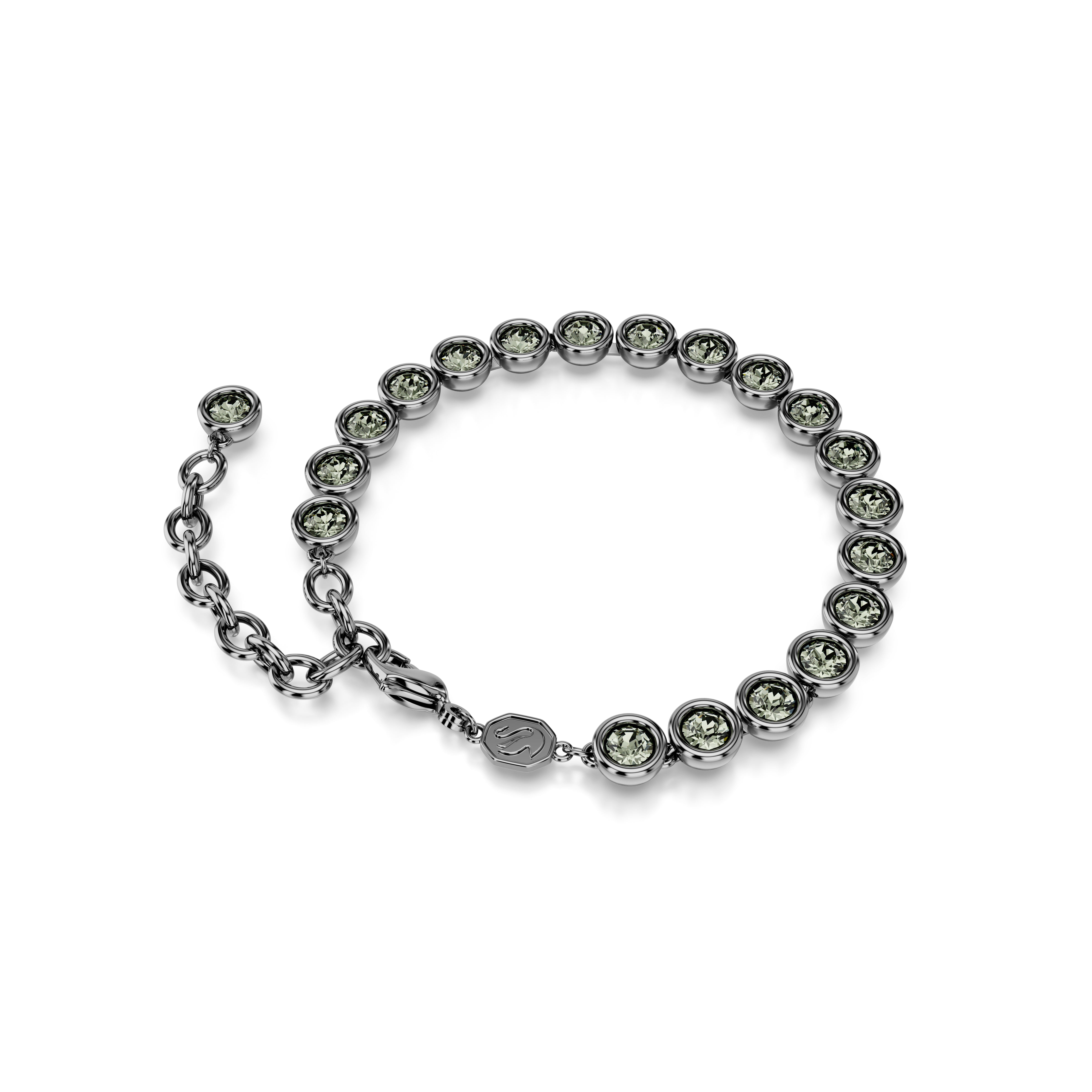 Imber Tennis Bileklik, Round Cut, Siyah, Rutenyum Kaplama