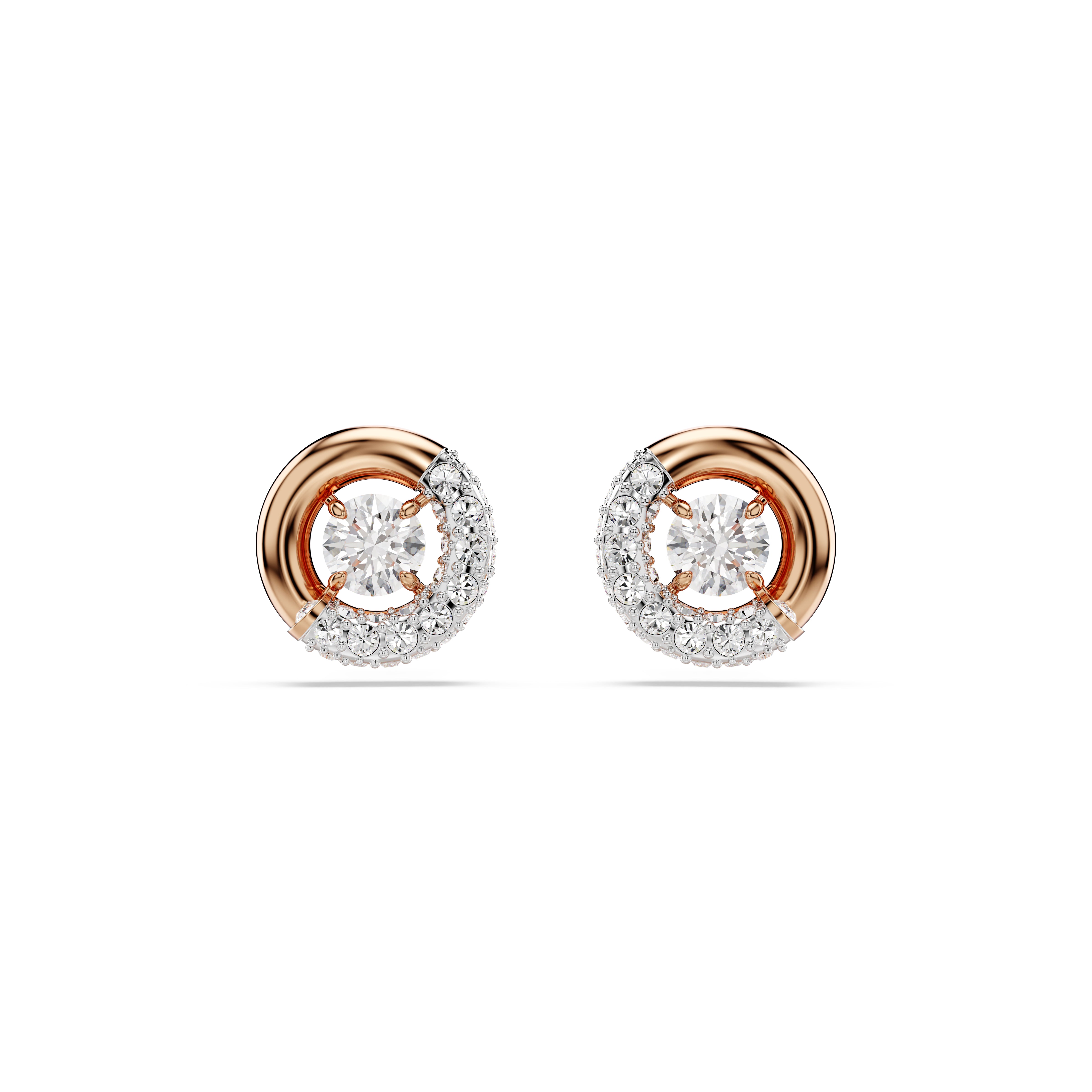 Dextera Stud Küpe, Round Cut, Beyaz, Pembe Altın Rengi Kaplama