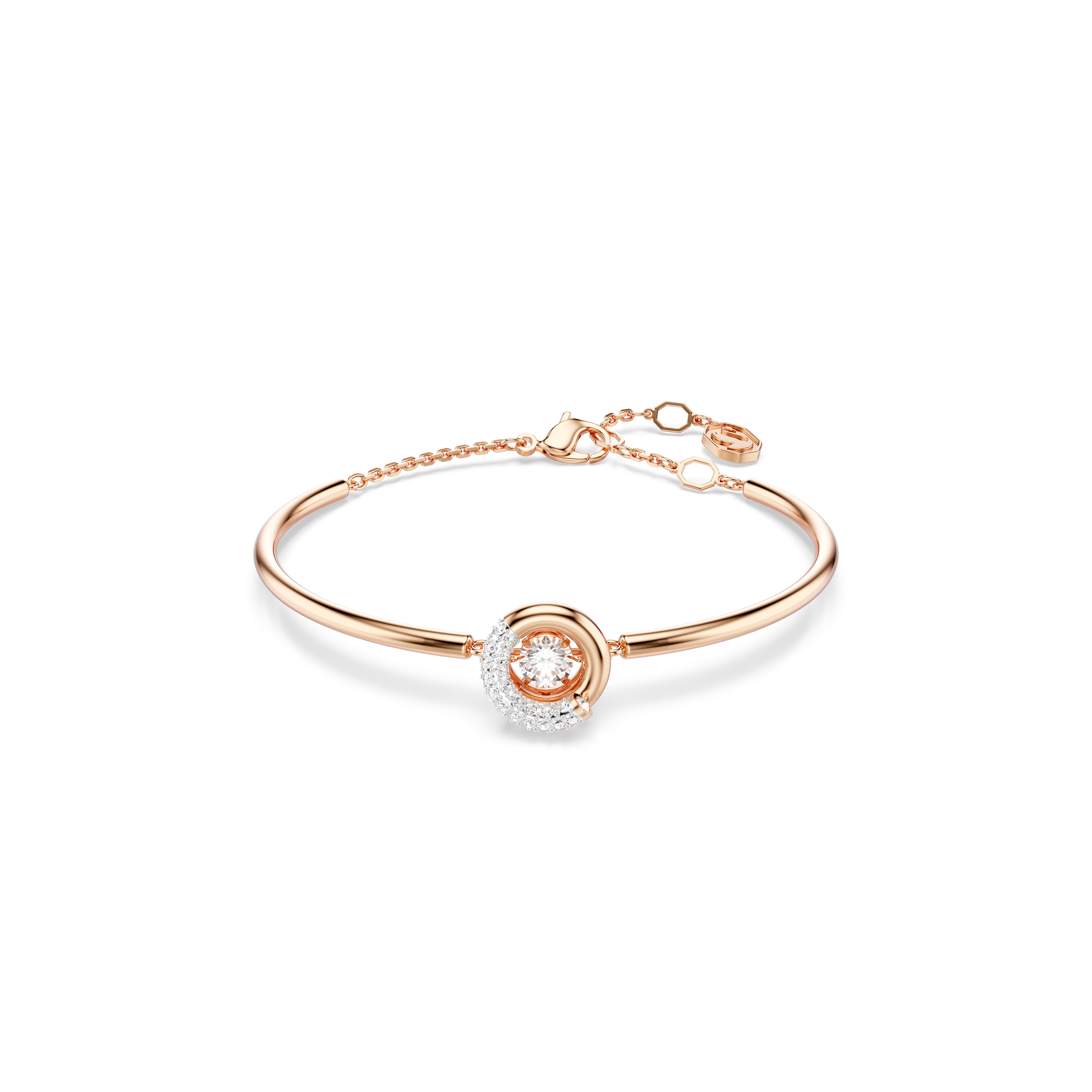 Dextera Bangle Bileklik, Round Cut, Beyaz, Pembe Altın Rengi Kaplama