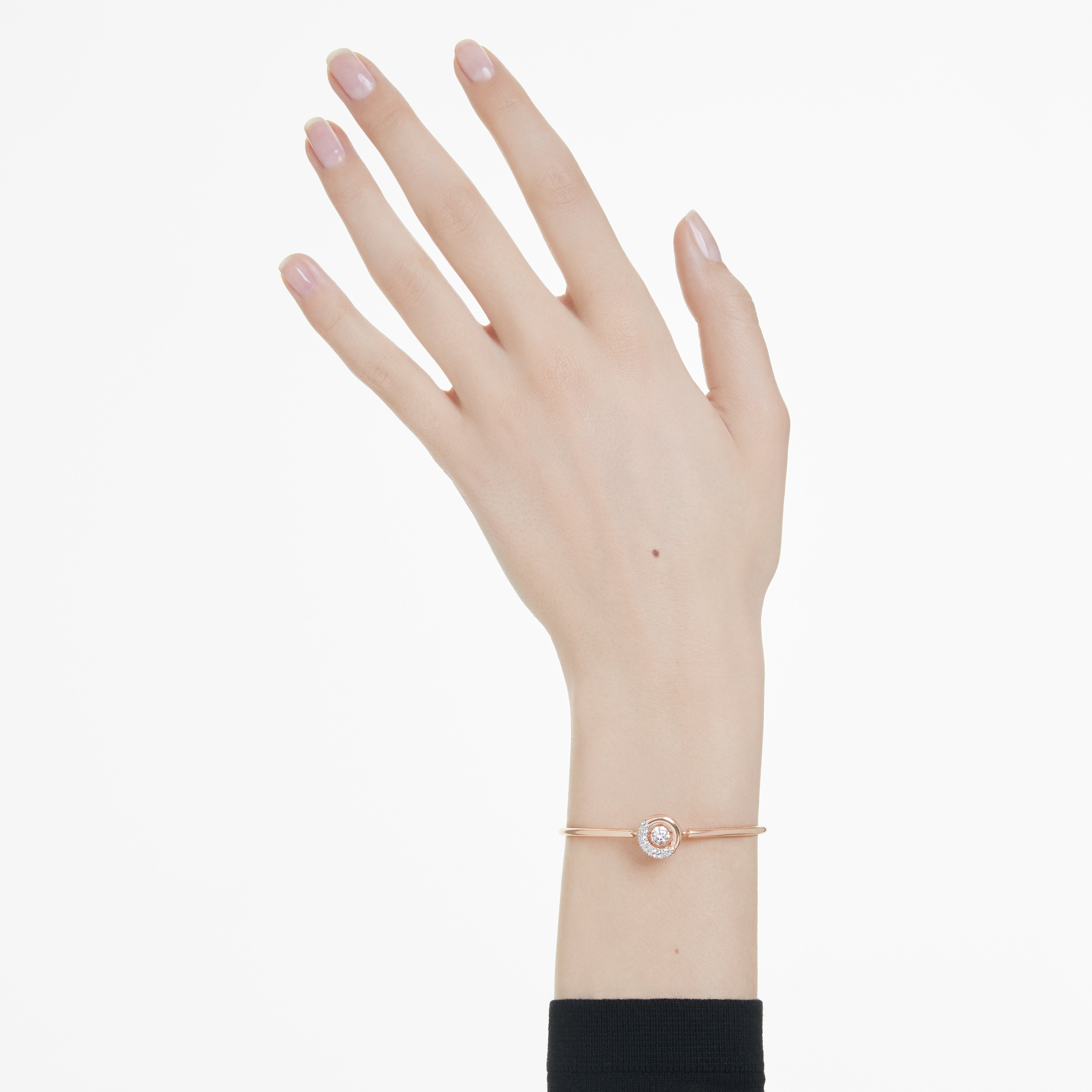 Dextera Bangle Bileklik, Round Cut, Beyaz, Pembe Altın Rengi Kaplama