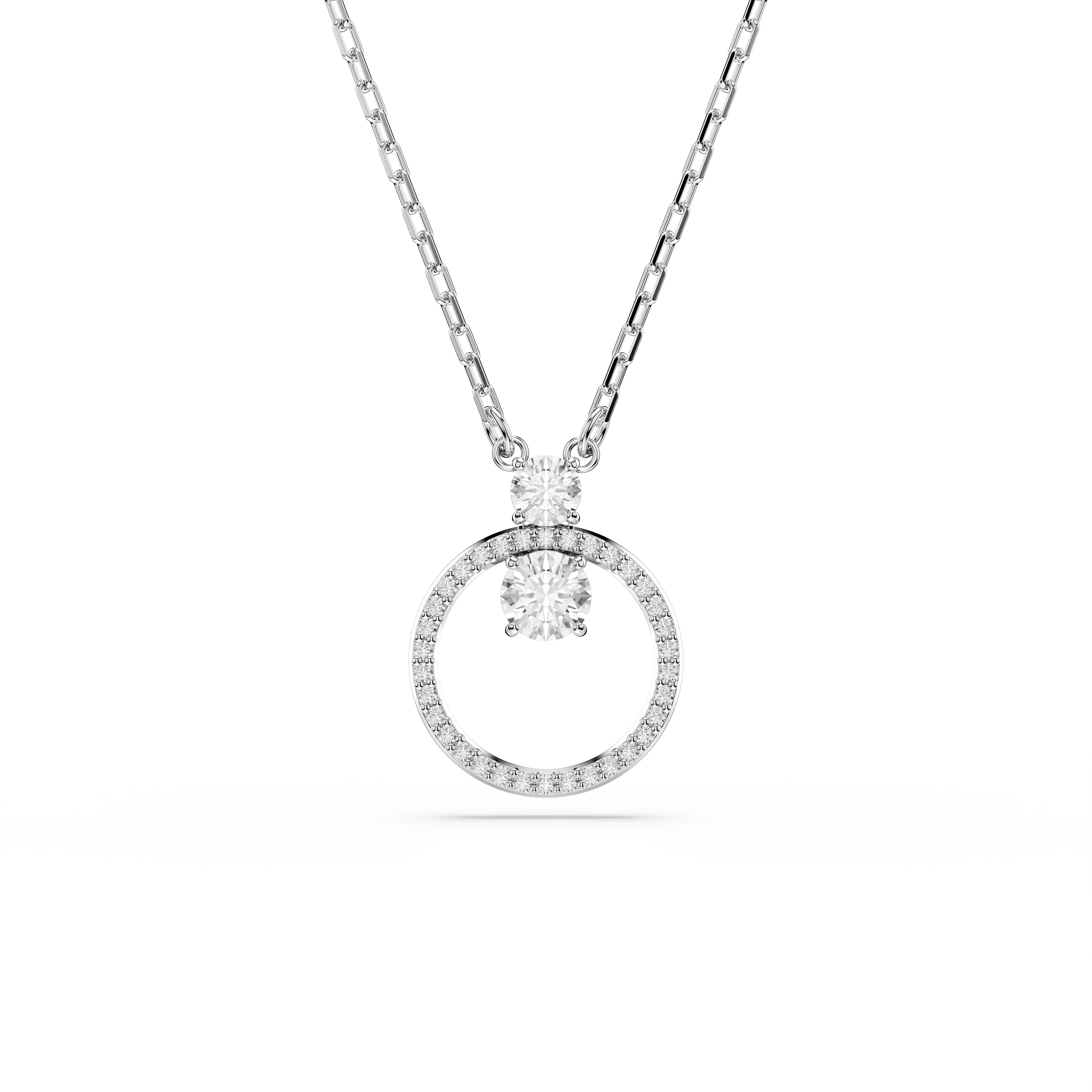 Constella Kolye, Round Cut, Beyaz, Rodyum Kaplama