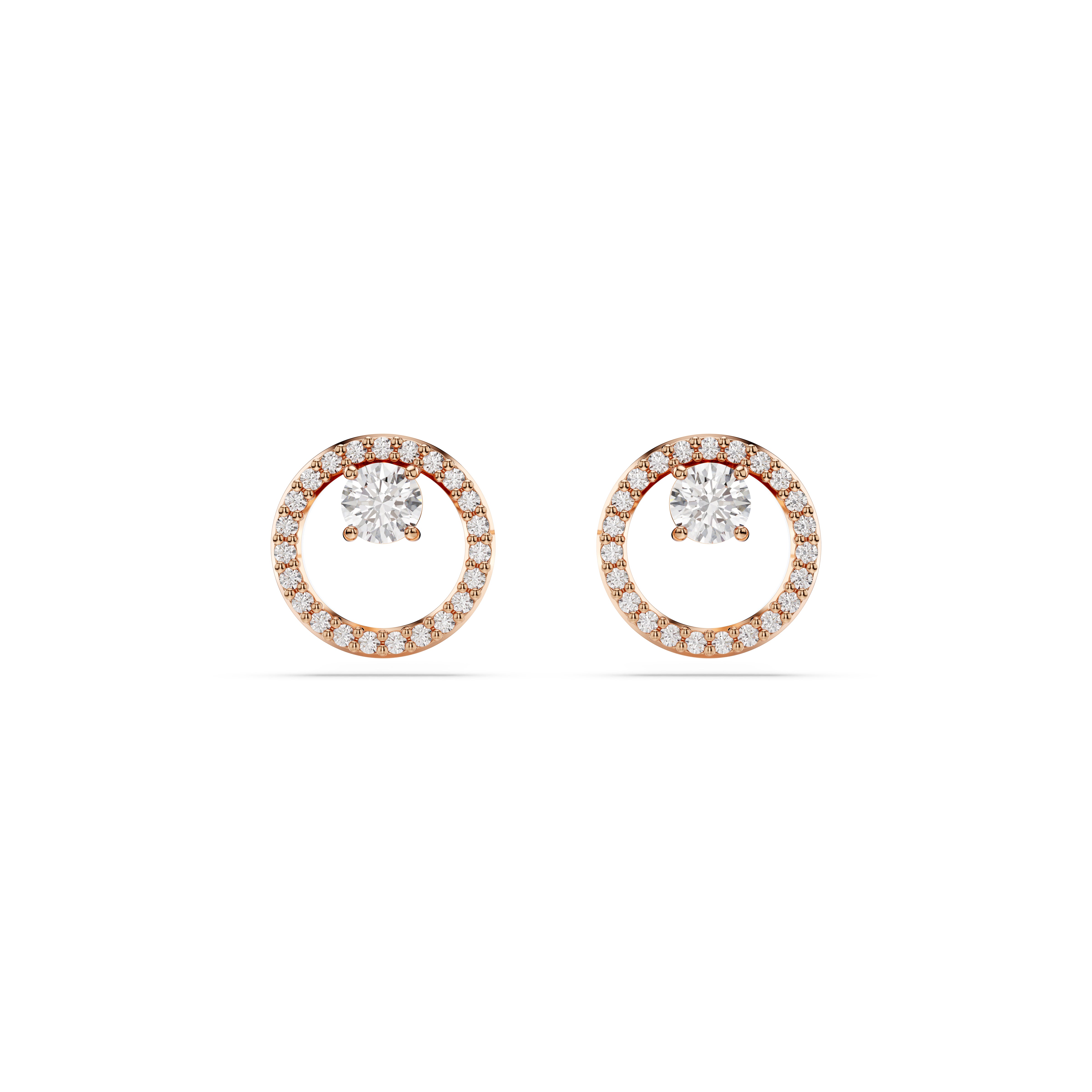 Constella Stud Küpe, Round Cut, Beyaz, Pembe Altın Rengi Kaplama