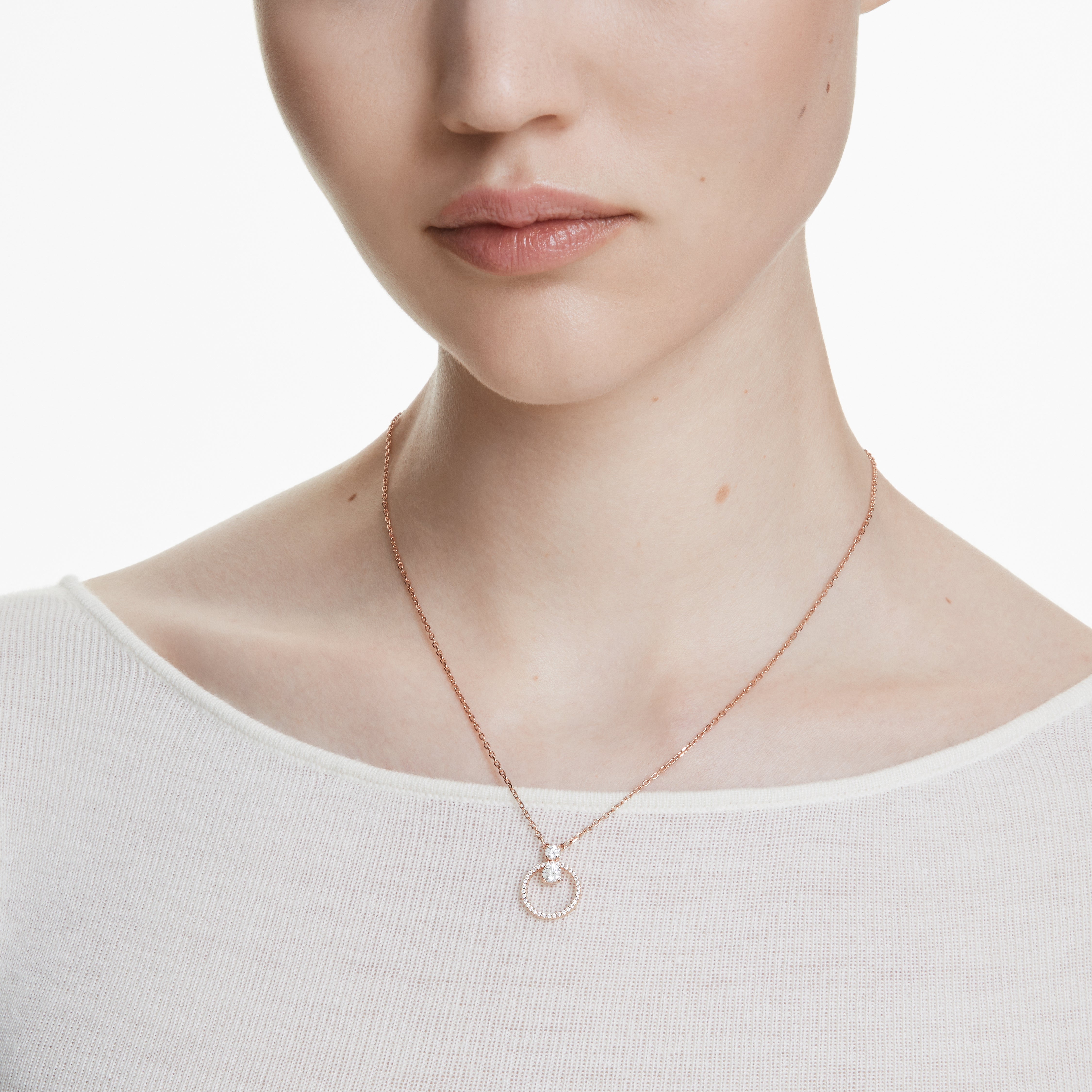 Constella Kolye, Pavé, Round Cut, Beyaz, Pembe Altın Rengi Kaplama