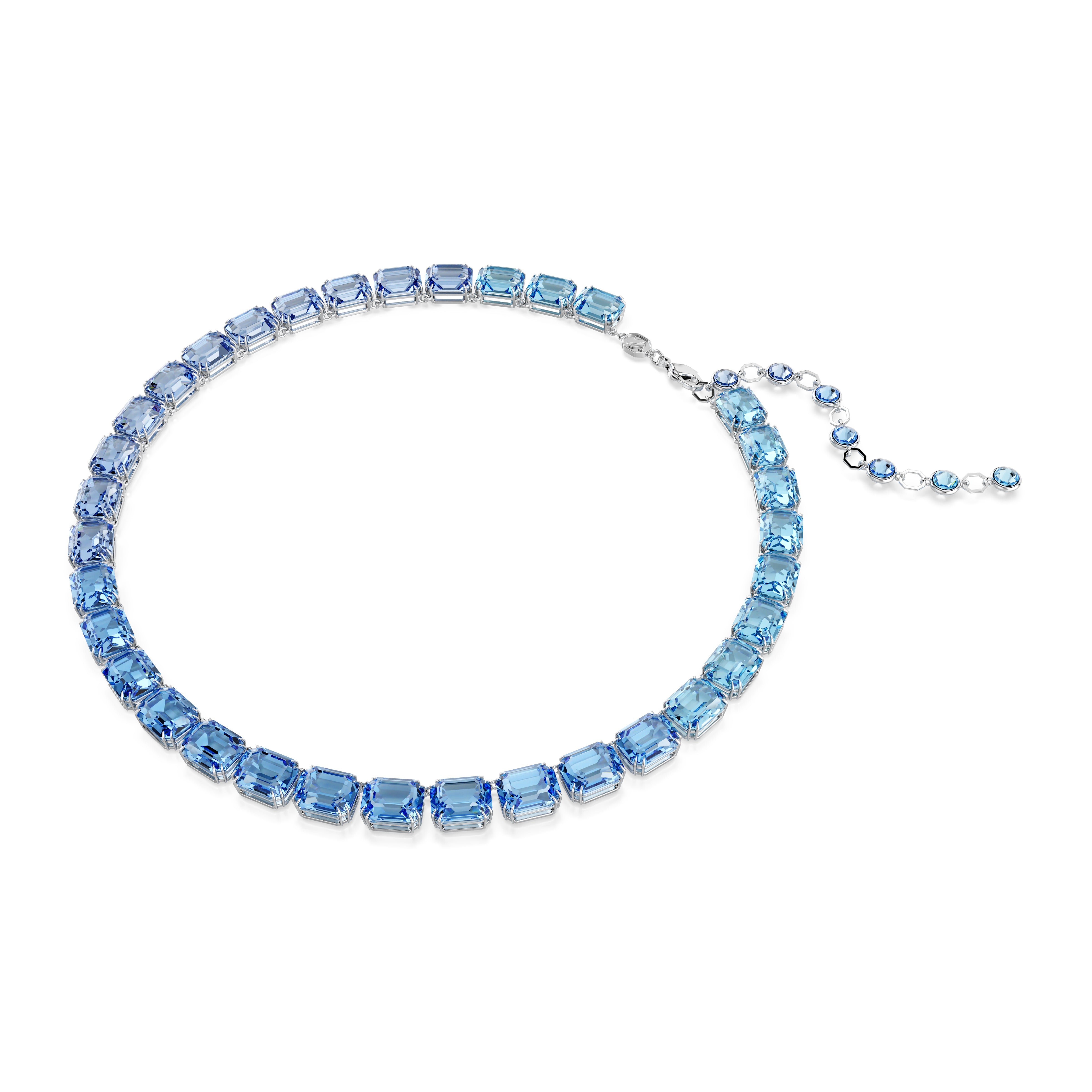 Millenia Kolye, Octagon Cut, Color Gradient, Mavi, Rodyum Kaplama