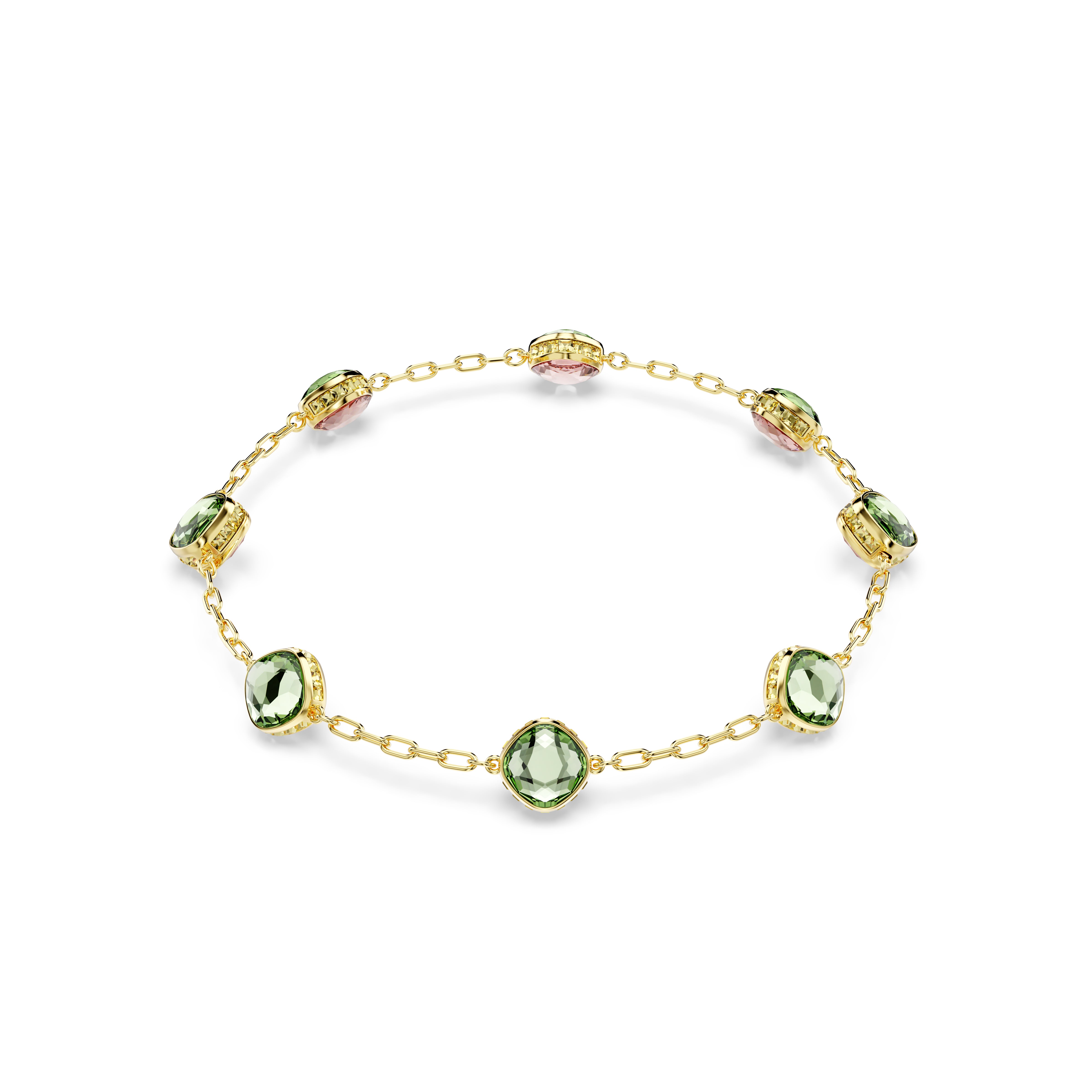 Chroma Dizi Kolye, Octagon Kesim, Yeşil, Altin Rengi Kaplama