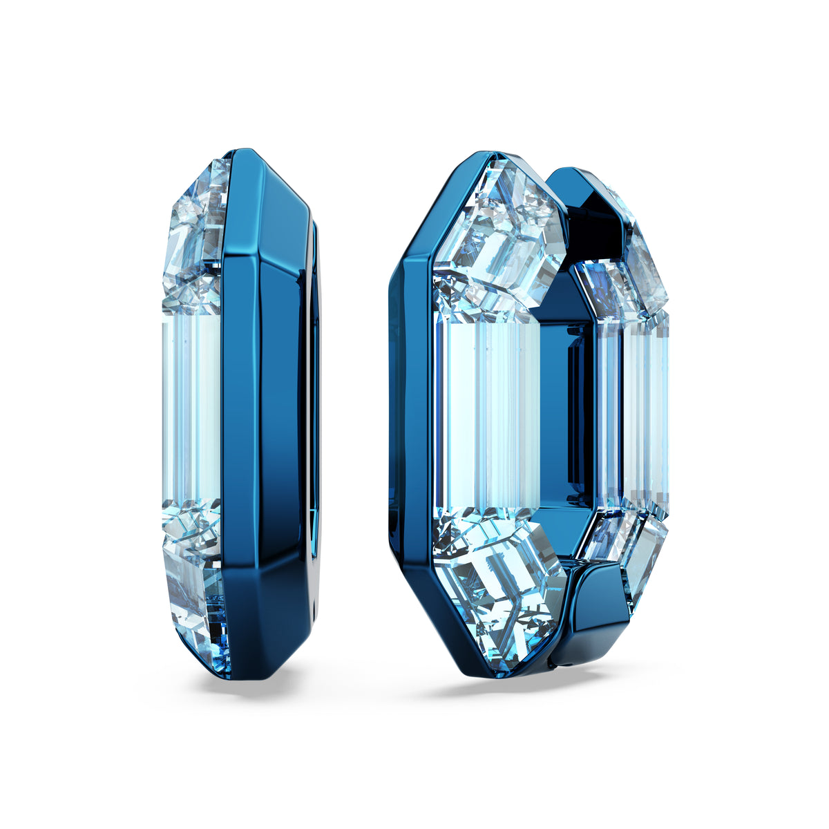 Lucent Halka Küpe, Octagon Shape, Small, Mavi