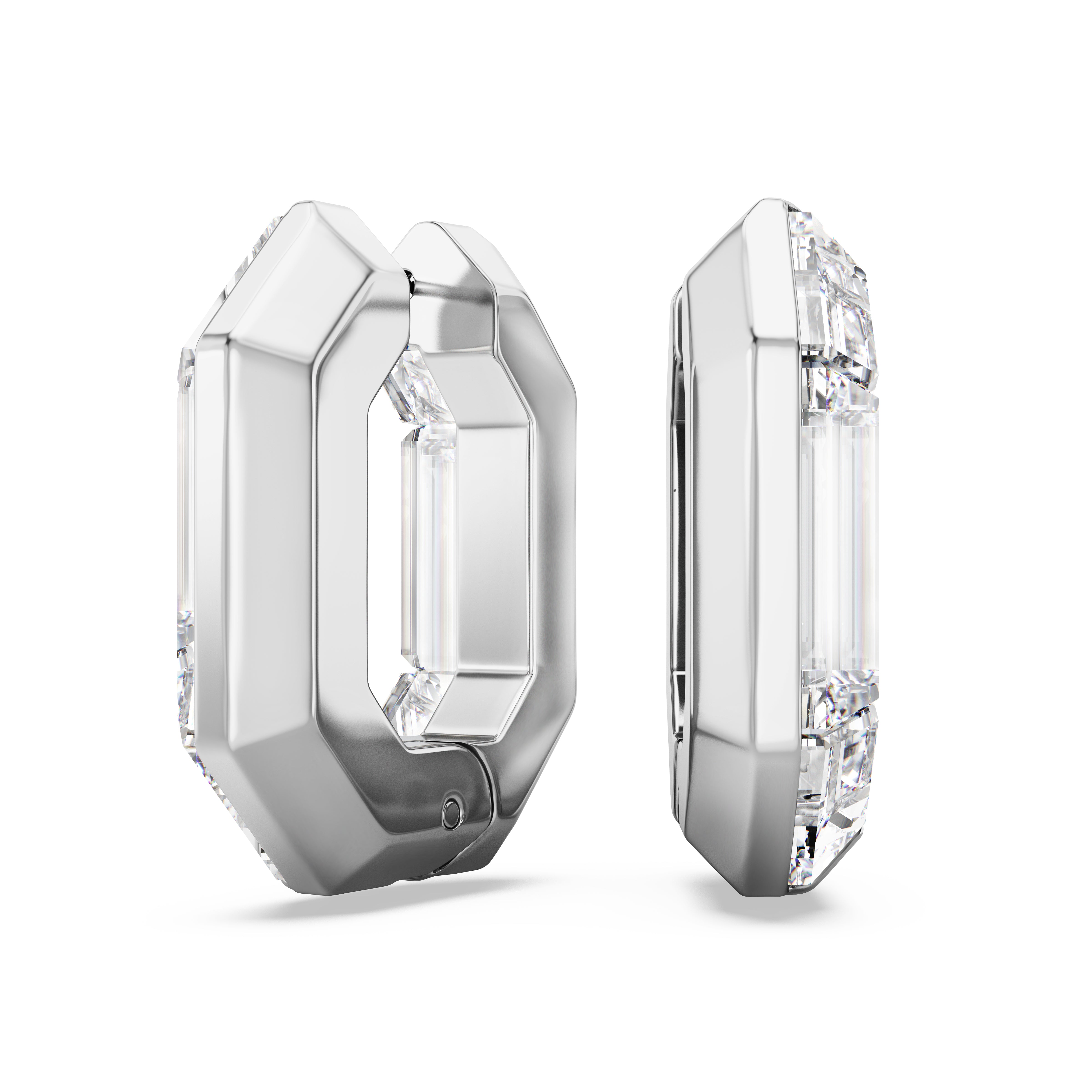 Lucent Halka Küpe, Octagon Shape, Small, Beyaz