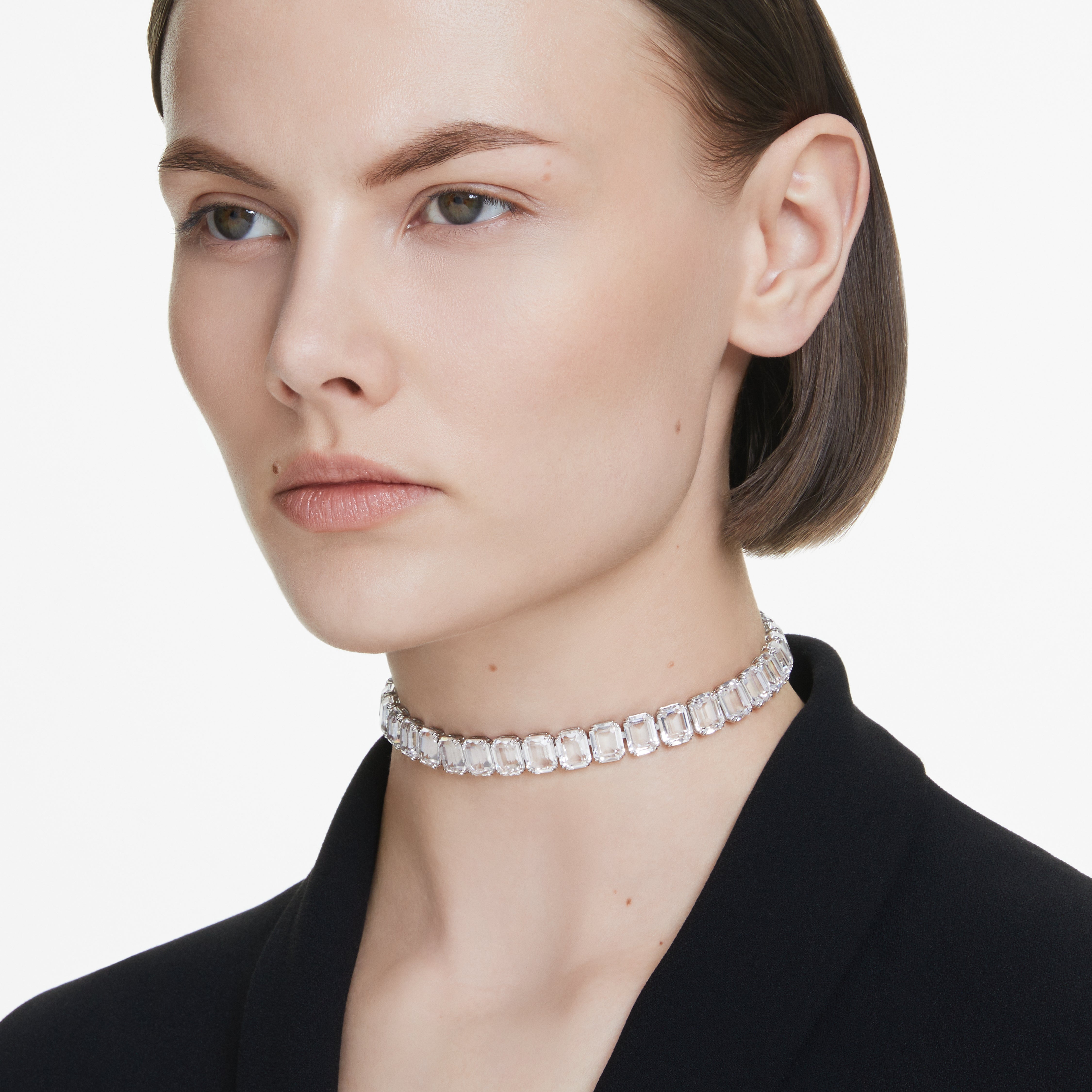 Millenia Choker, Octagon Cut, Beyaz, Rodyum Kaplama