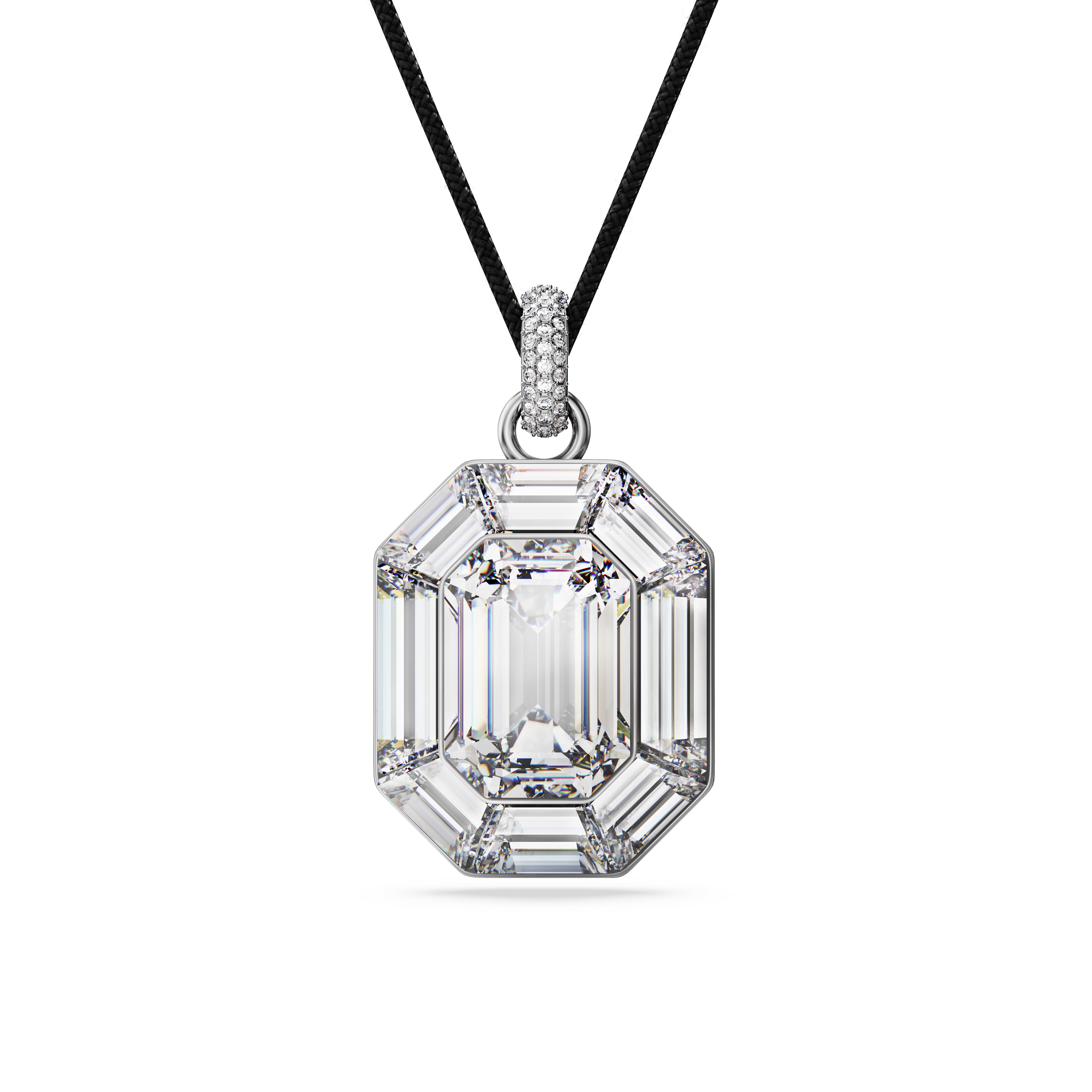 Lucent Kolye, Octagon Cut, Beyaz, Rodyum Kaplama