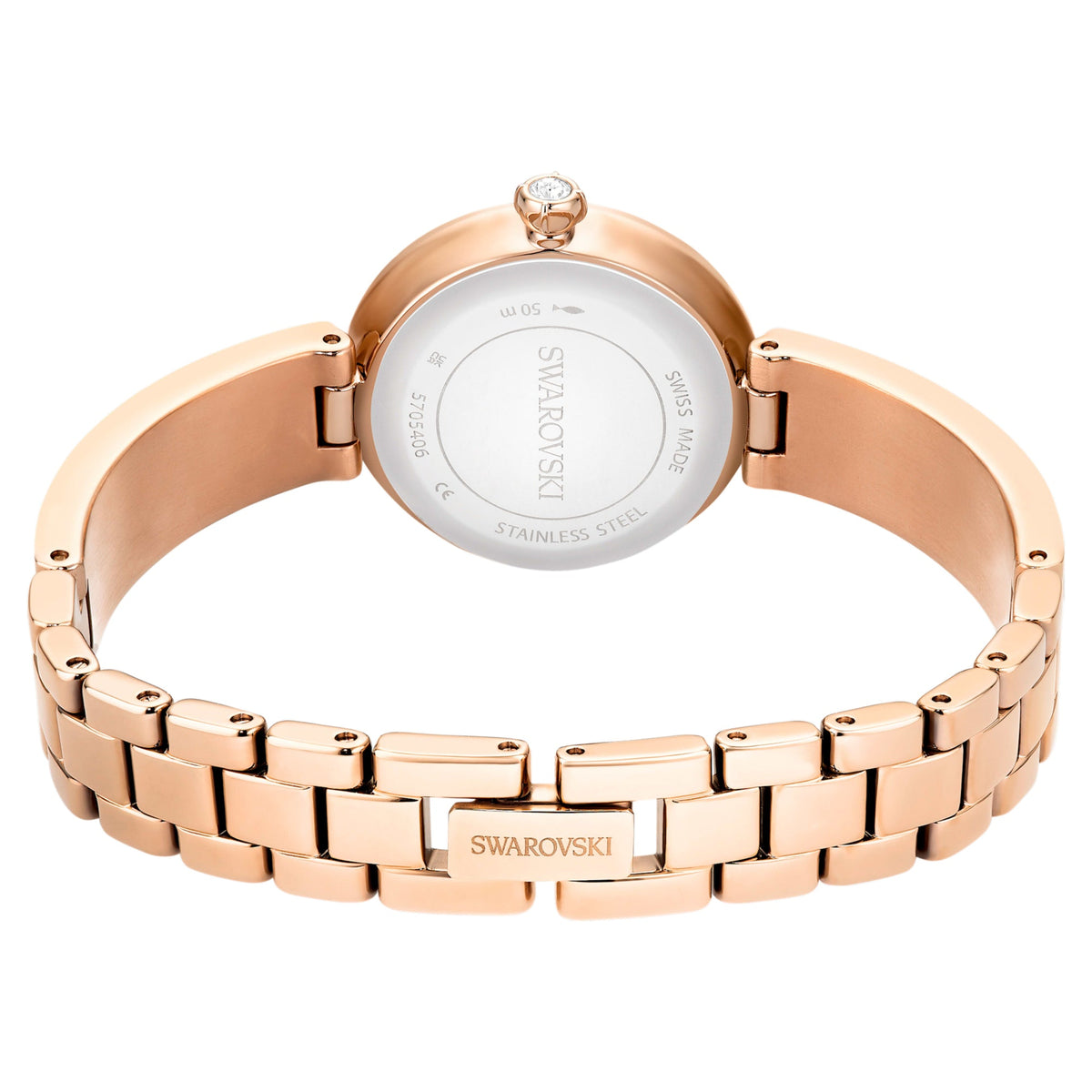 Matrix Pearl Bangle Halka Bileklik Saat, İsviçre Üretimi, Kristal bileklik, Pembe Altın Rengi Yüzey