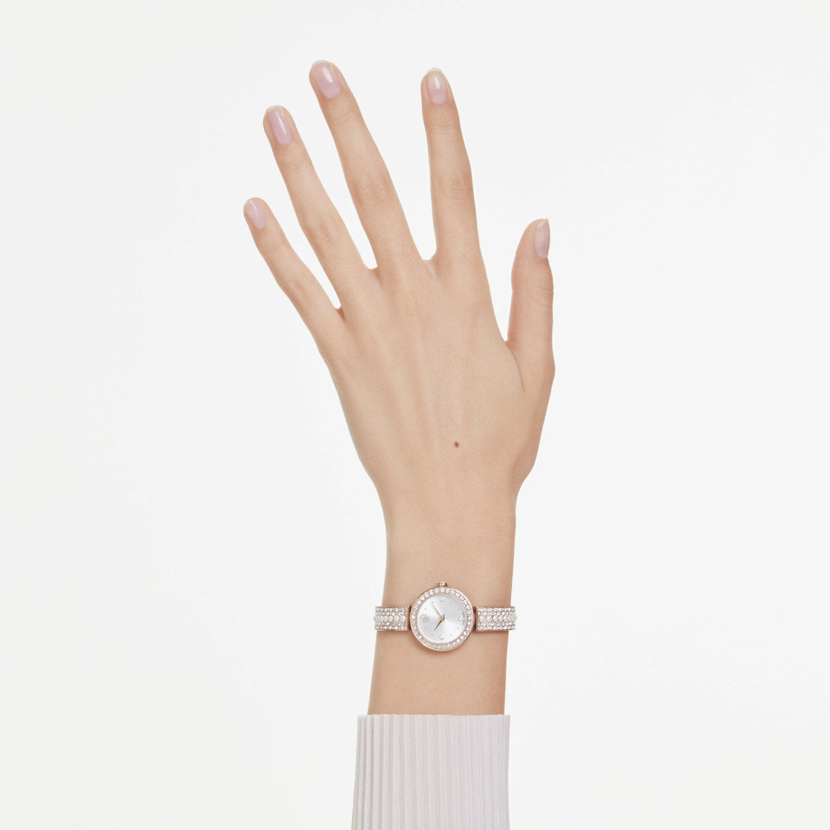 Matrix Pearl Bangle Halka Bileklik Saat, İsviçre Üretimi, Kristal bileklik, Pembe Altın Rengi Yüzey