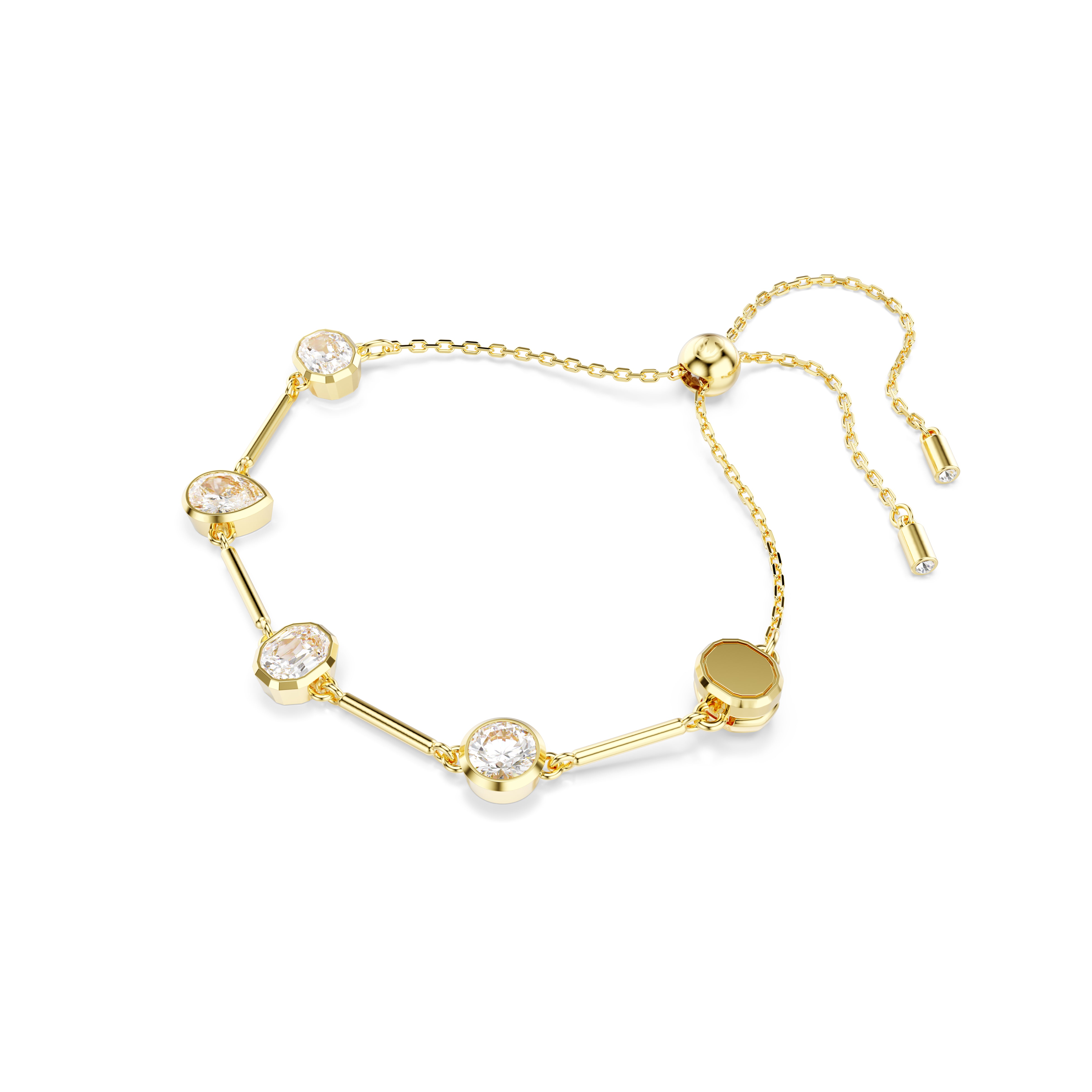 Imber Tennis Kolye, Karişik Kesim, Beyaz, Altin Rengi Kaplama