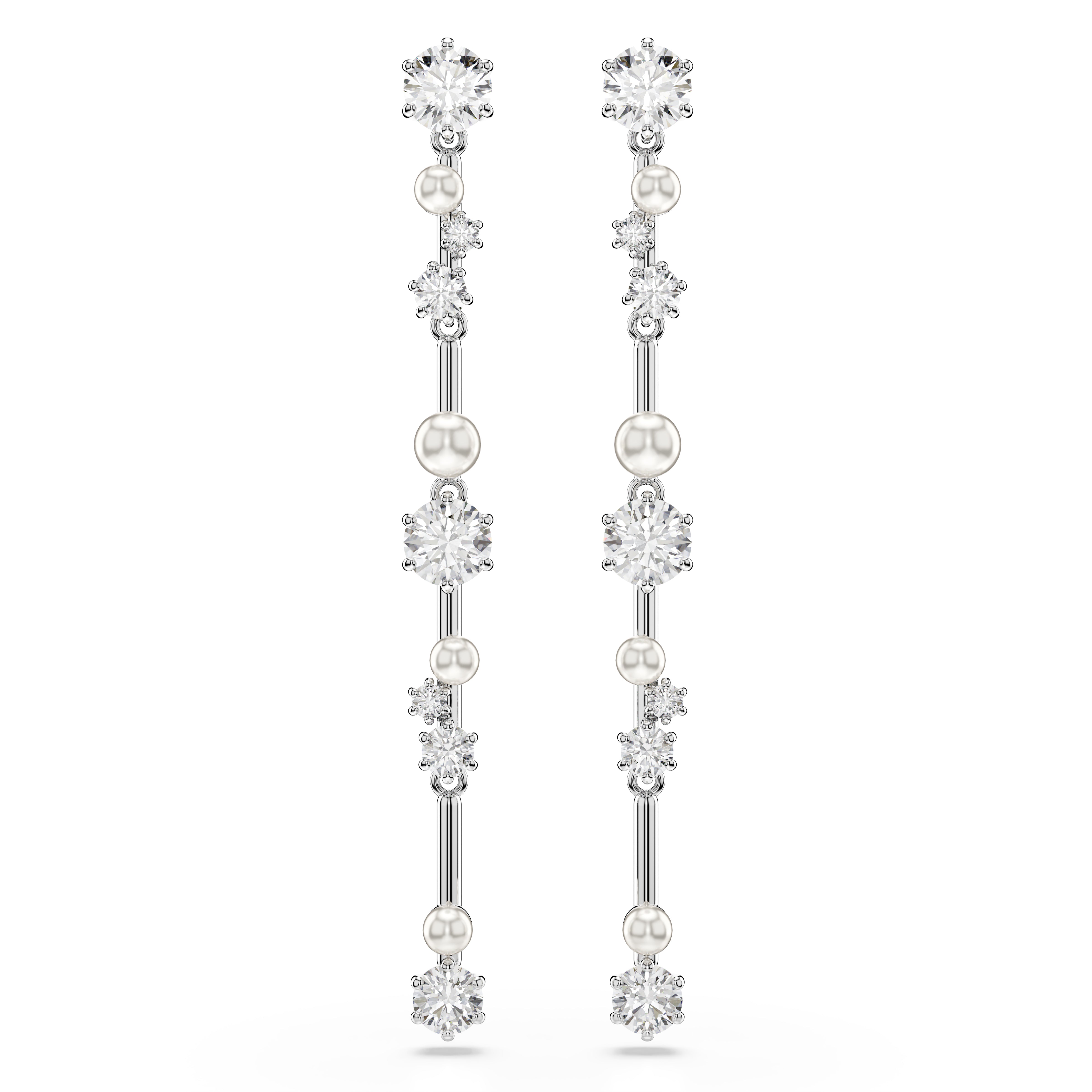 Constella Damla Küpe, Kristal İnci, Yuvarlak Kesim, Beyaz, Rodyum Kaplama