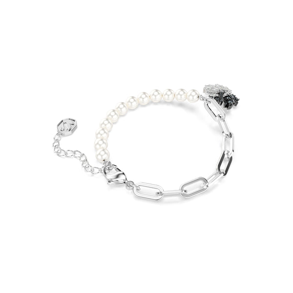Swan Bileklik, Kristal İnci, Swan, Siyah, Rodyum Kaplama