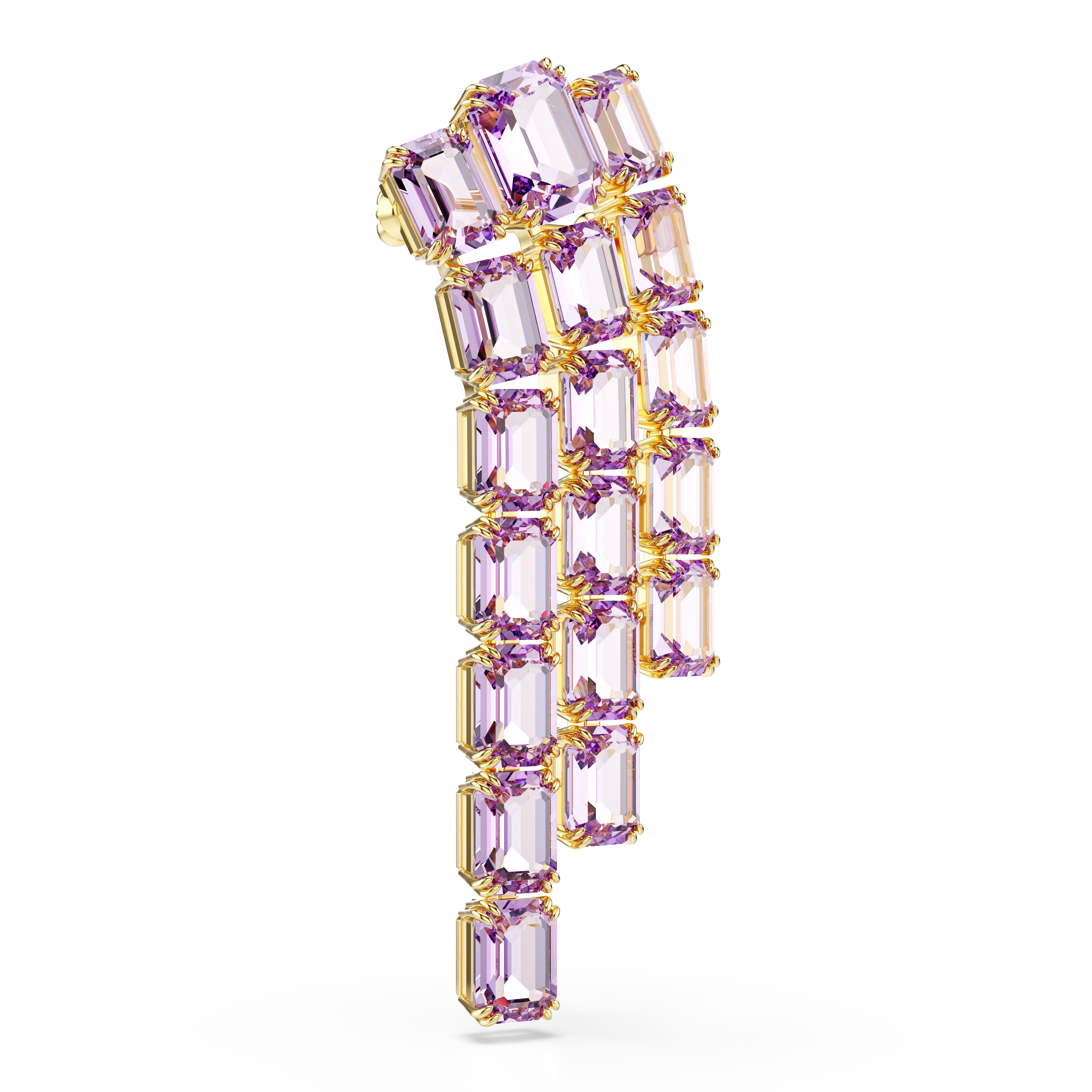 Millenia Broş, Octagon Kesim, Mor, Altin Rengi Kaplama