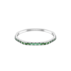 Matrix Bangle Bileklik, Baget Kesim, Yeşil, Rodyum Kaplama