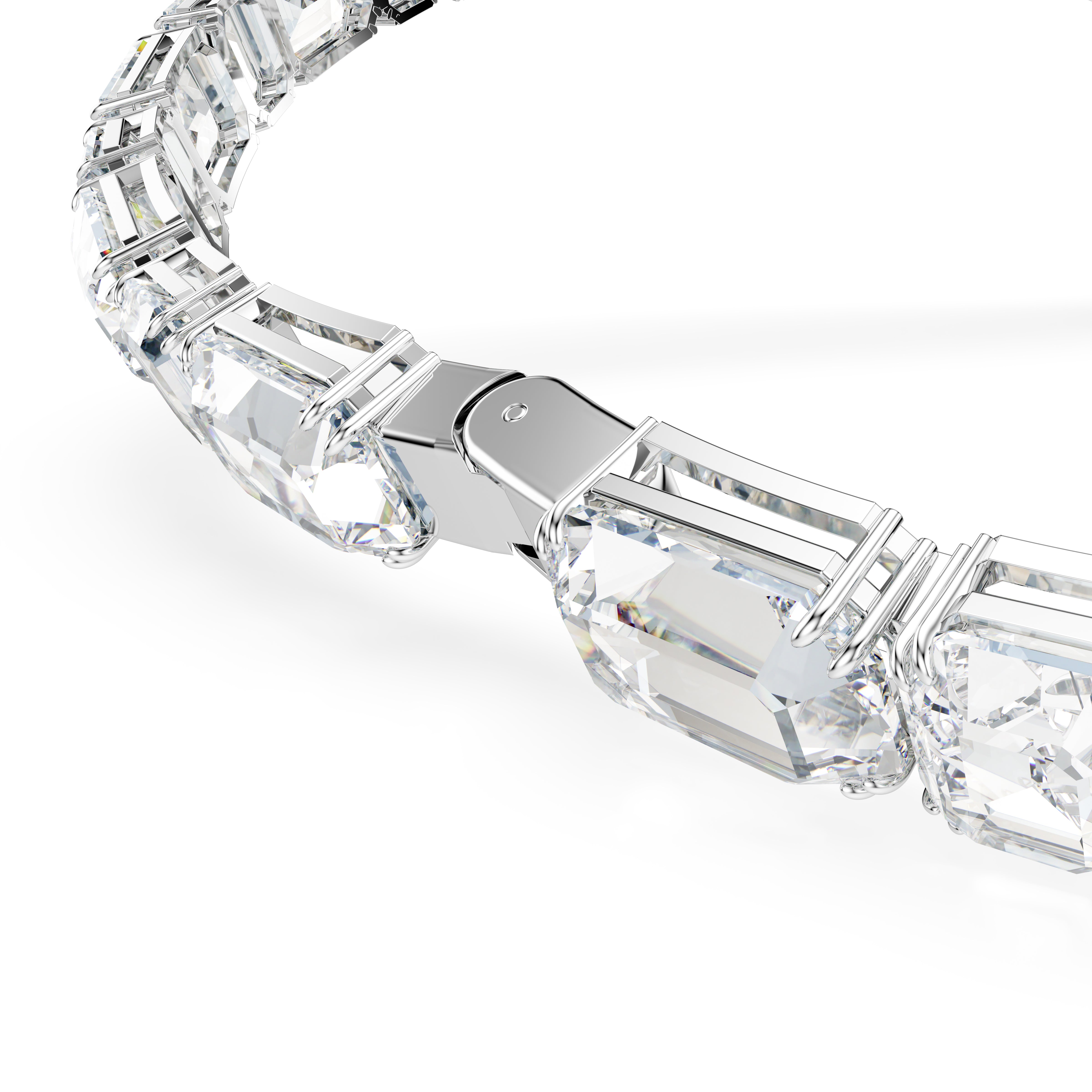 Millenia Tennis Kolye, Octagon Kesim, Beyaz, Rodyum Kaplama