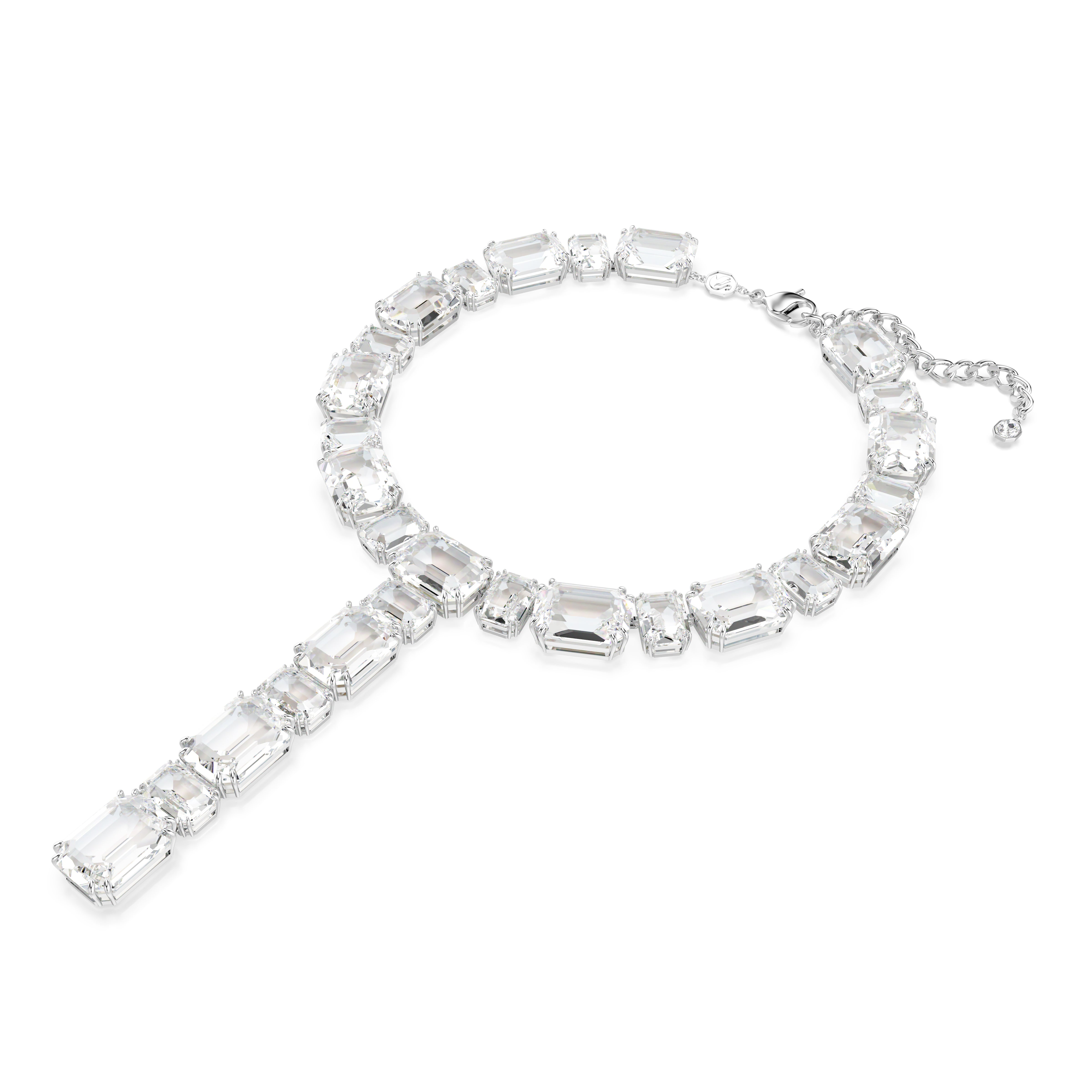 Millenia Y Kolye, Sekizgen Kesim, Beyaz, Rodyum Kaplama