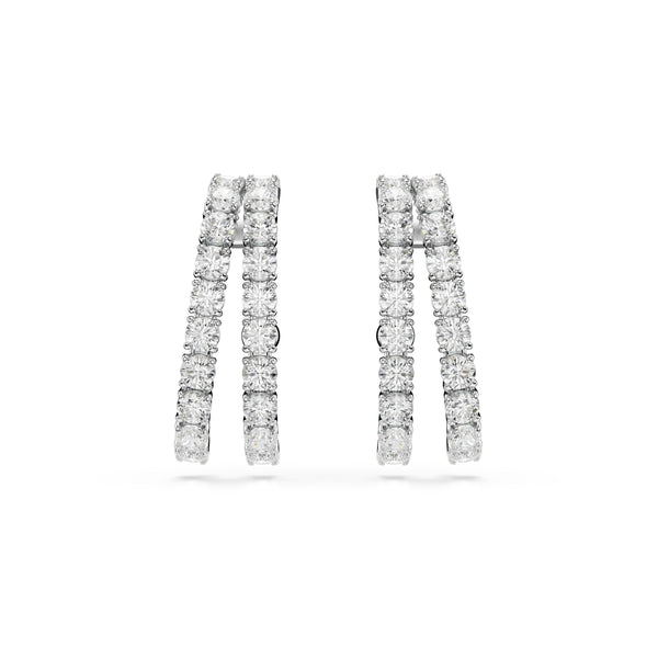 Matrix Earcuff, Yuvarlak Kesim, Beyaz, Rodyum Kaplama